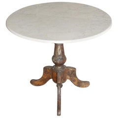 Antique English Georgian Marble Topped Tripod Pedestal Table