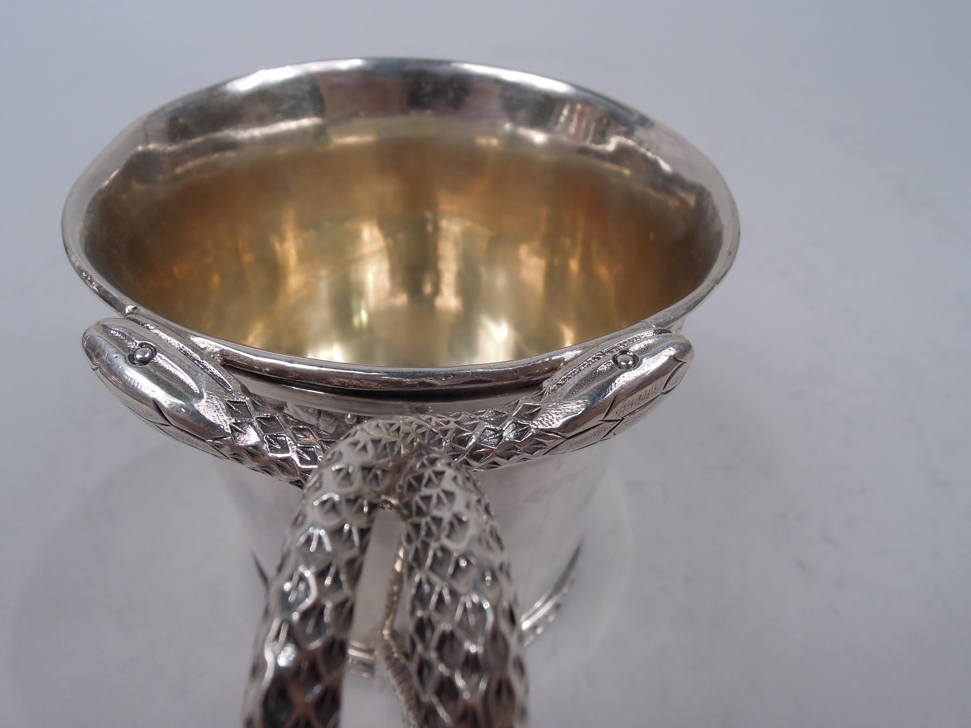 Early 19th Century Antique English Georgian Neoclassical Baby Cup with Snake Handle, 1811 For Sale