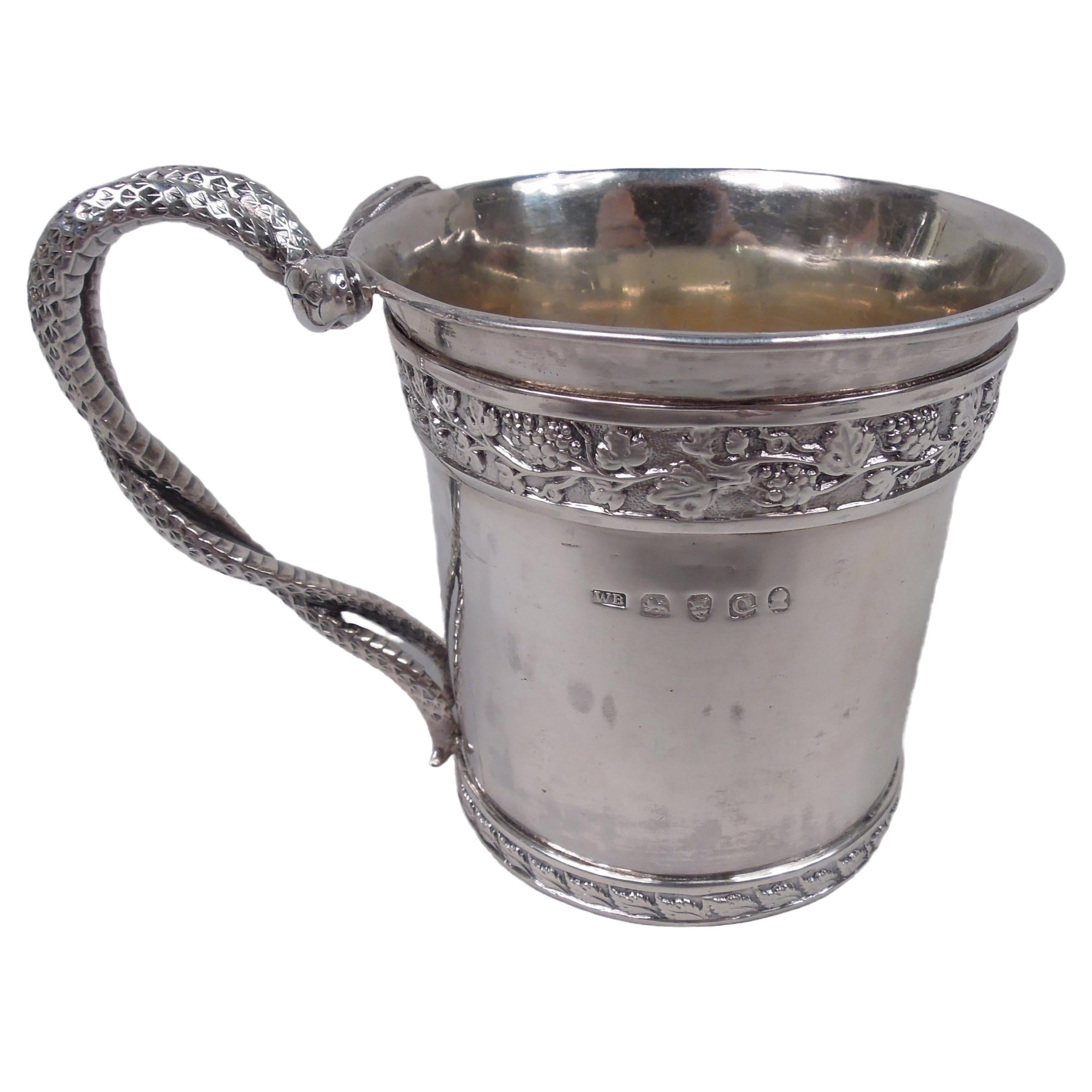 Antique English Georgian Neoclassical Baby Cup with Snake Handle, 1811 For Sale