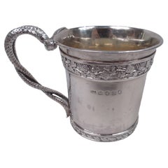 Antique English Georgian Neoclassical Baby Cup with Snake Handle, 1811