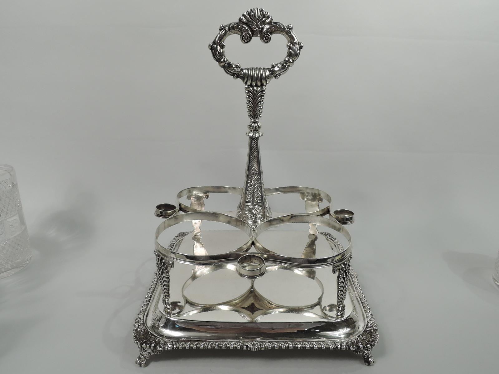 Antique English Georgian Neoclassical Decanter Stand with Bottles In Excellent Condition In New York, NY