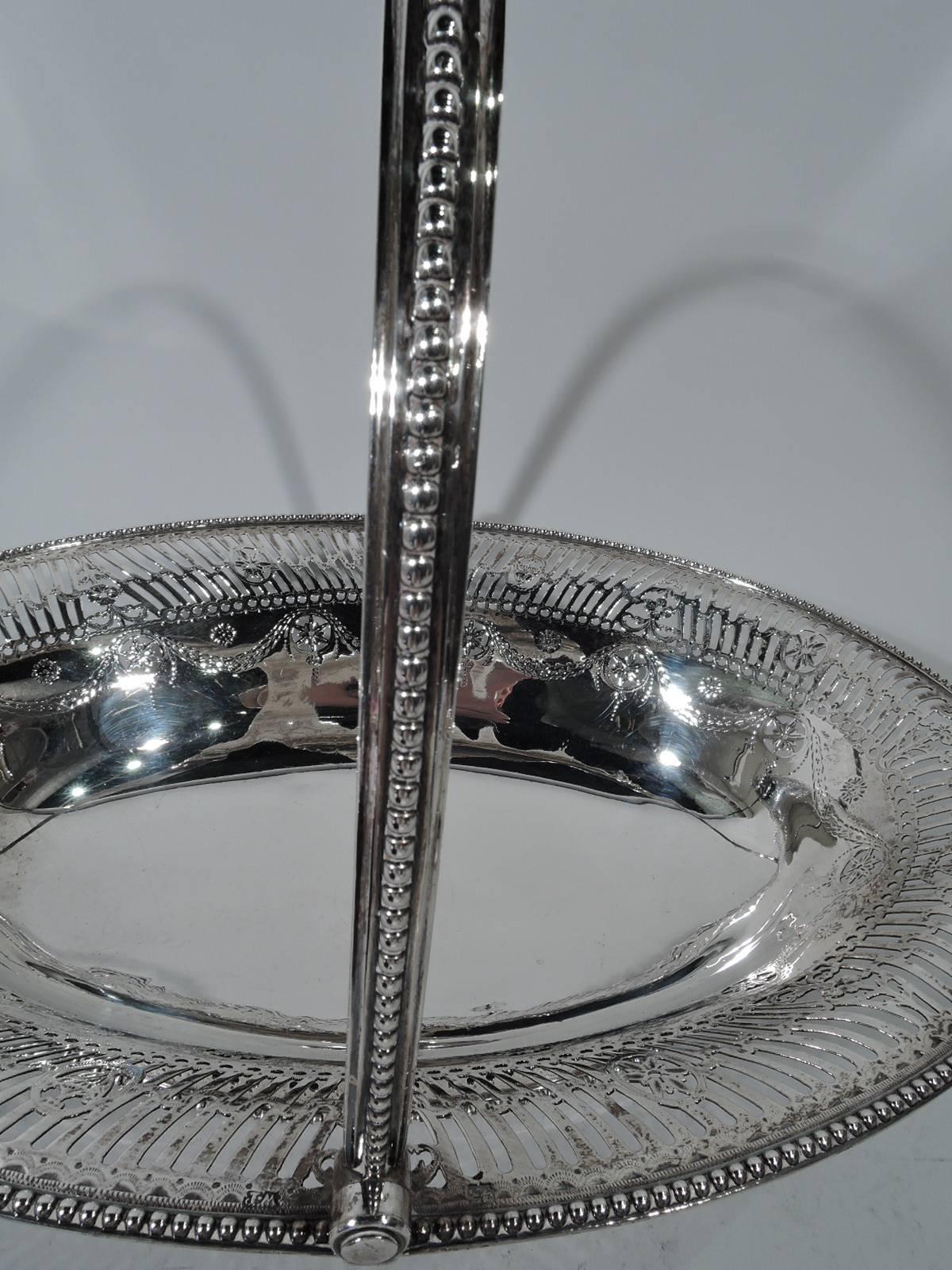 Late 18th Century Antique English Georgian Neoclassical Sterling Silver Basket