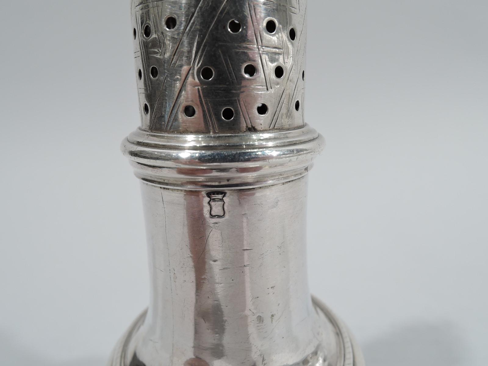 Antique English Georgian Neoclassical Sterling Silver Condiment Caster For Sale 2