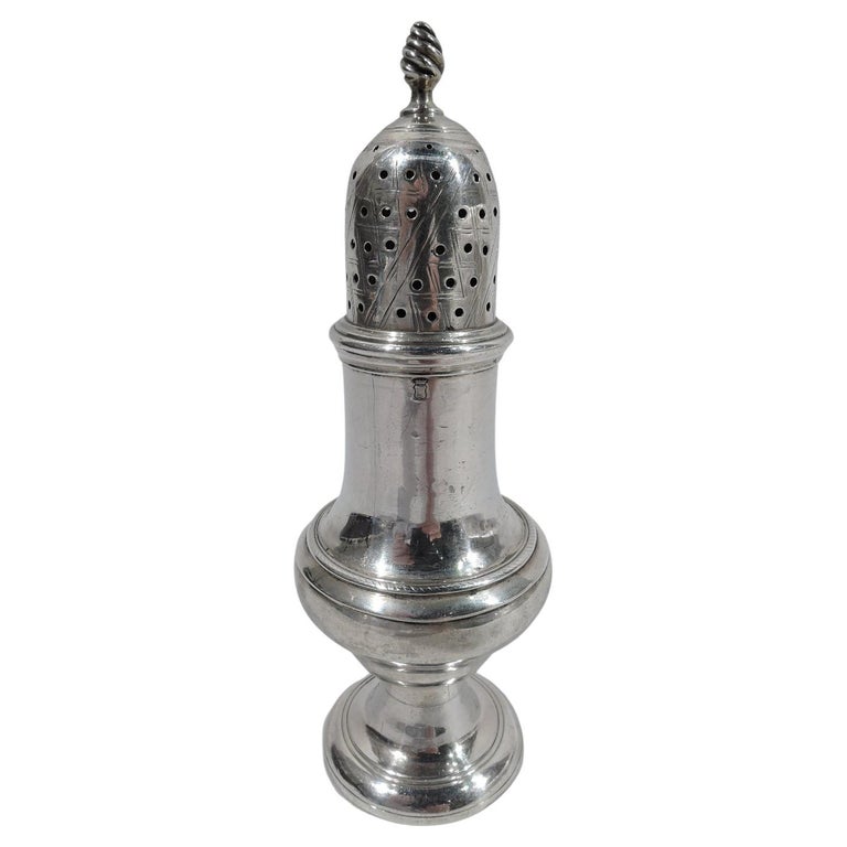 Antique English Georgian Neoclassical Sterling Silver Condiment Caster For Sale