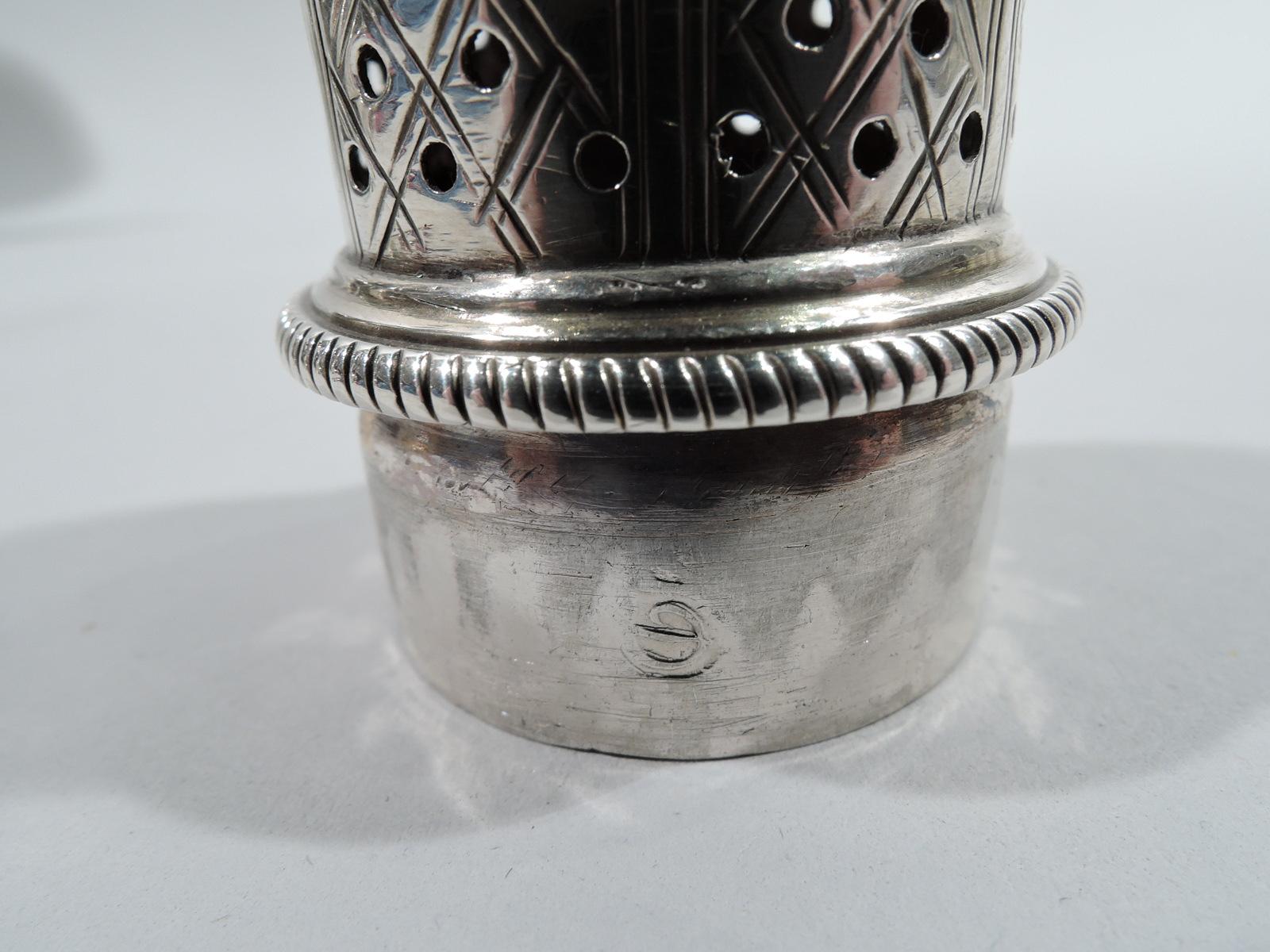 Antique English Georgian Neoclassical Sterling Silver Condiment Shaker 1