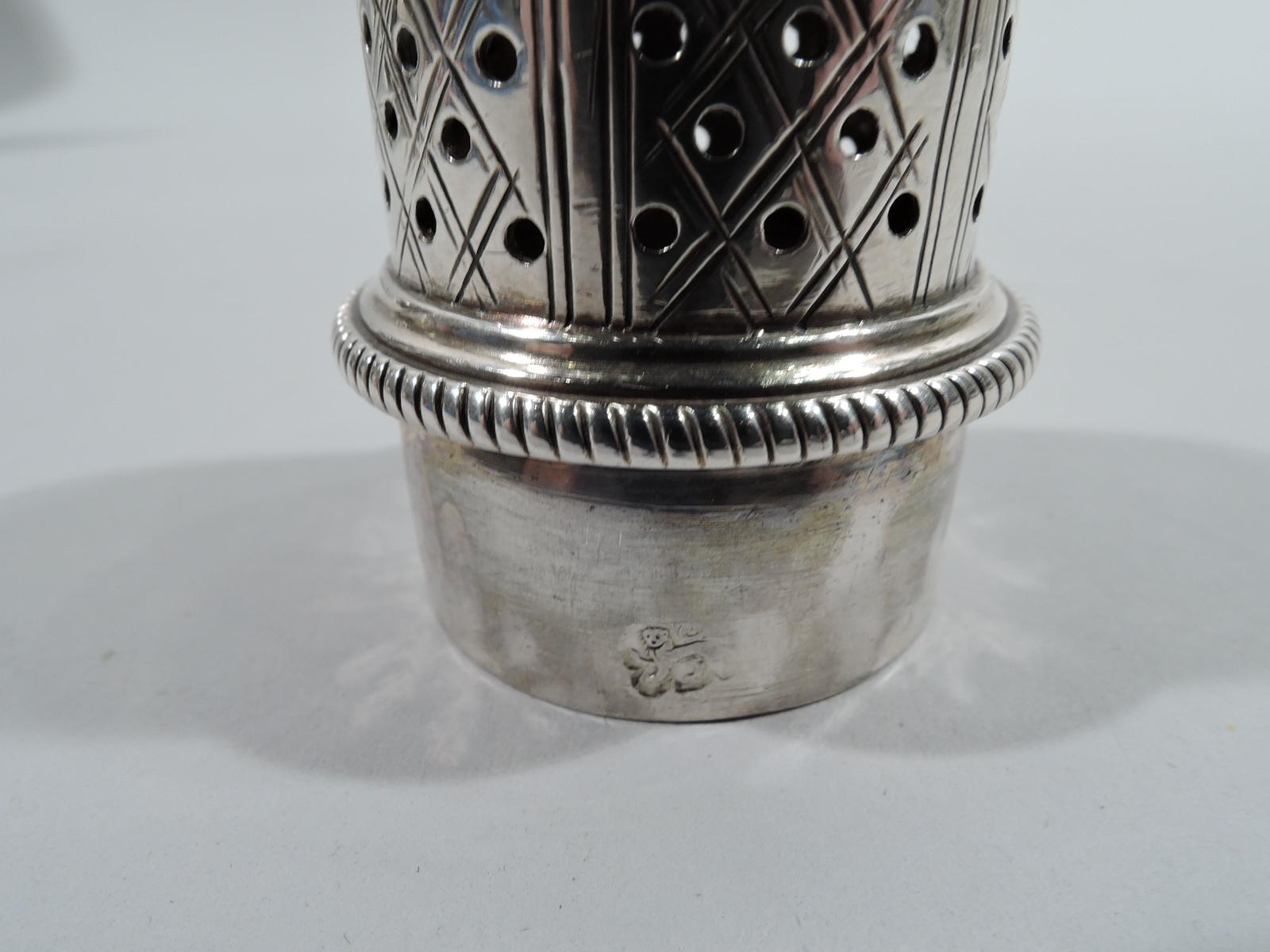 Antique English Georgian Neoclassical Sterling Silver Condiment Shaker 2