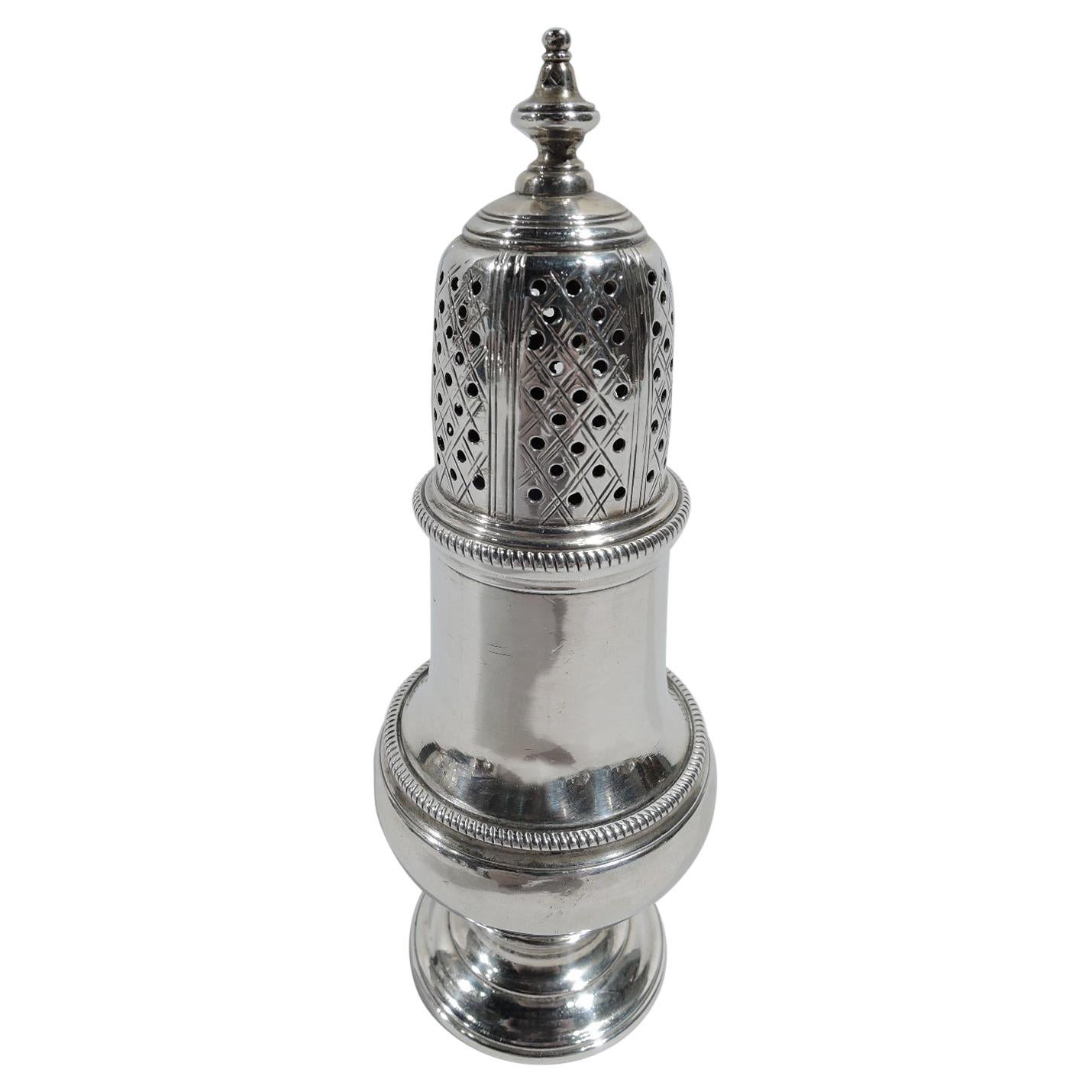 Antique English Georgian Neoclassical Sterling Silver Condiment Shaker
