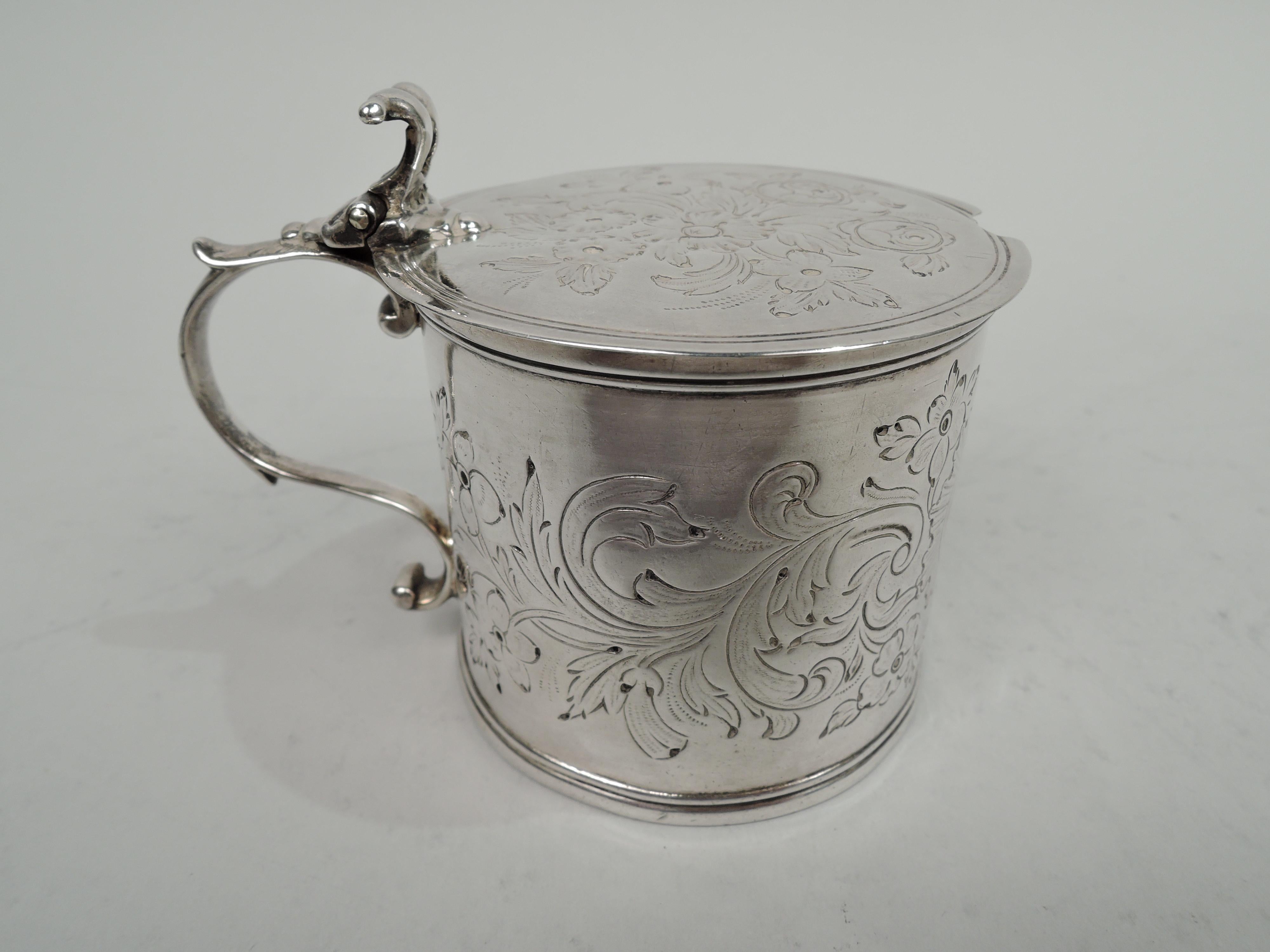 Antique English Georgian Neoclassical Sterling Silver Mustard Pot  In Good Condition For Sale In New York, NY