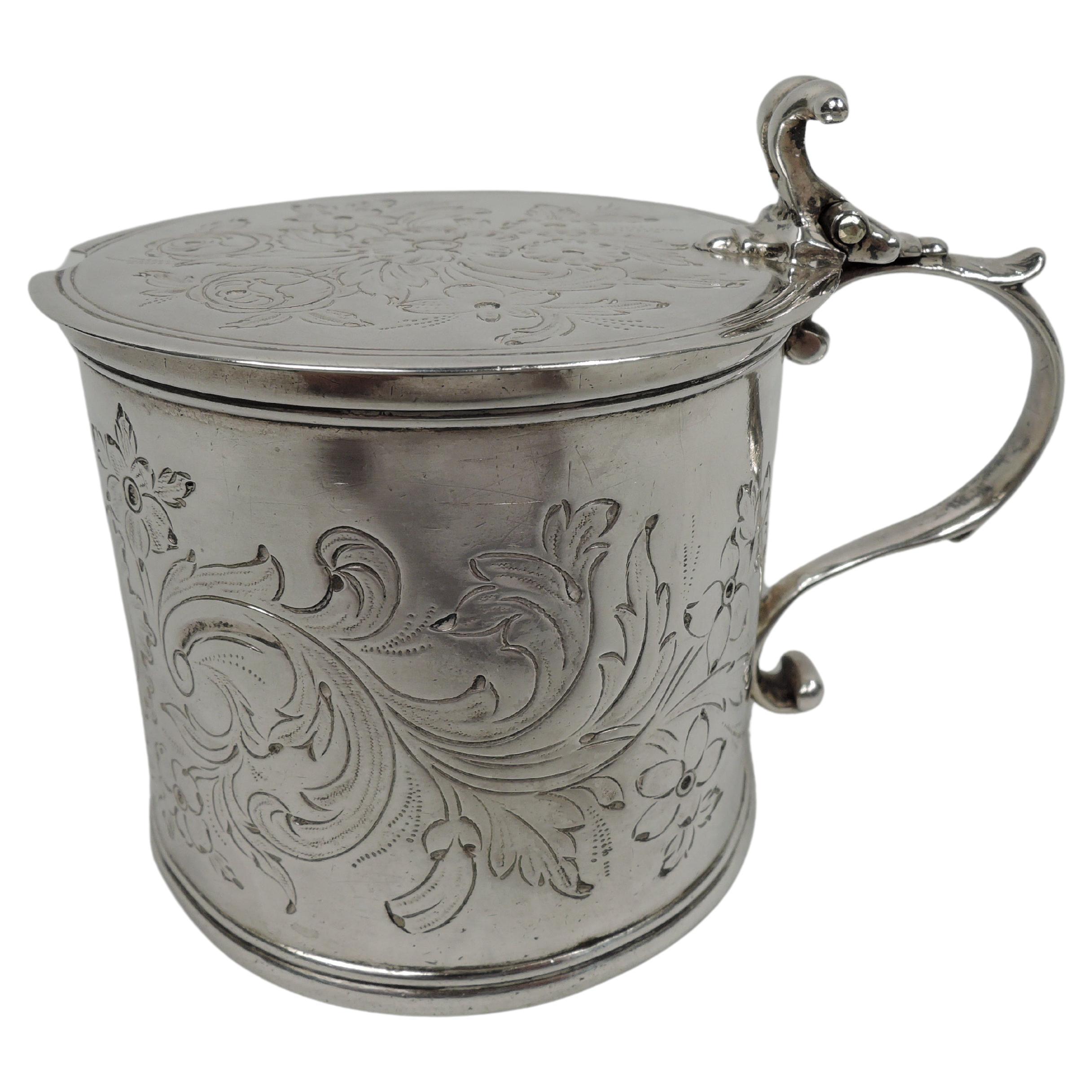 Antique English Georgian Neoclassical Sterling Silver Mustard Pot  For Sale