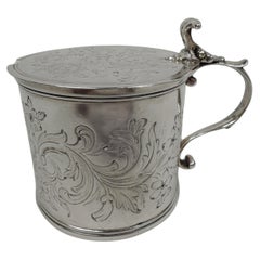 Ancien pot à moutarde néoclassique anglais en argent sterling de style géorgien 