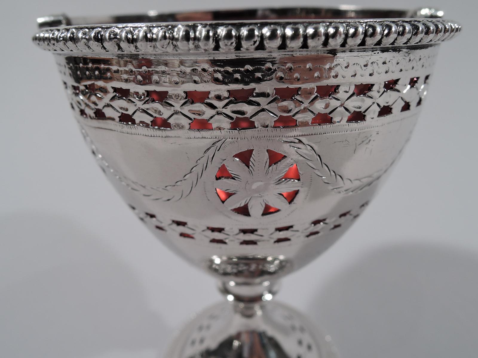 Late 18th Century Antique English Georgian Neoclassical Sterling Silver Sugar Basket