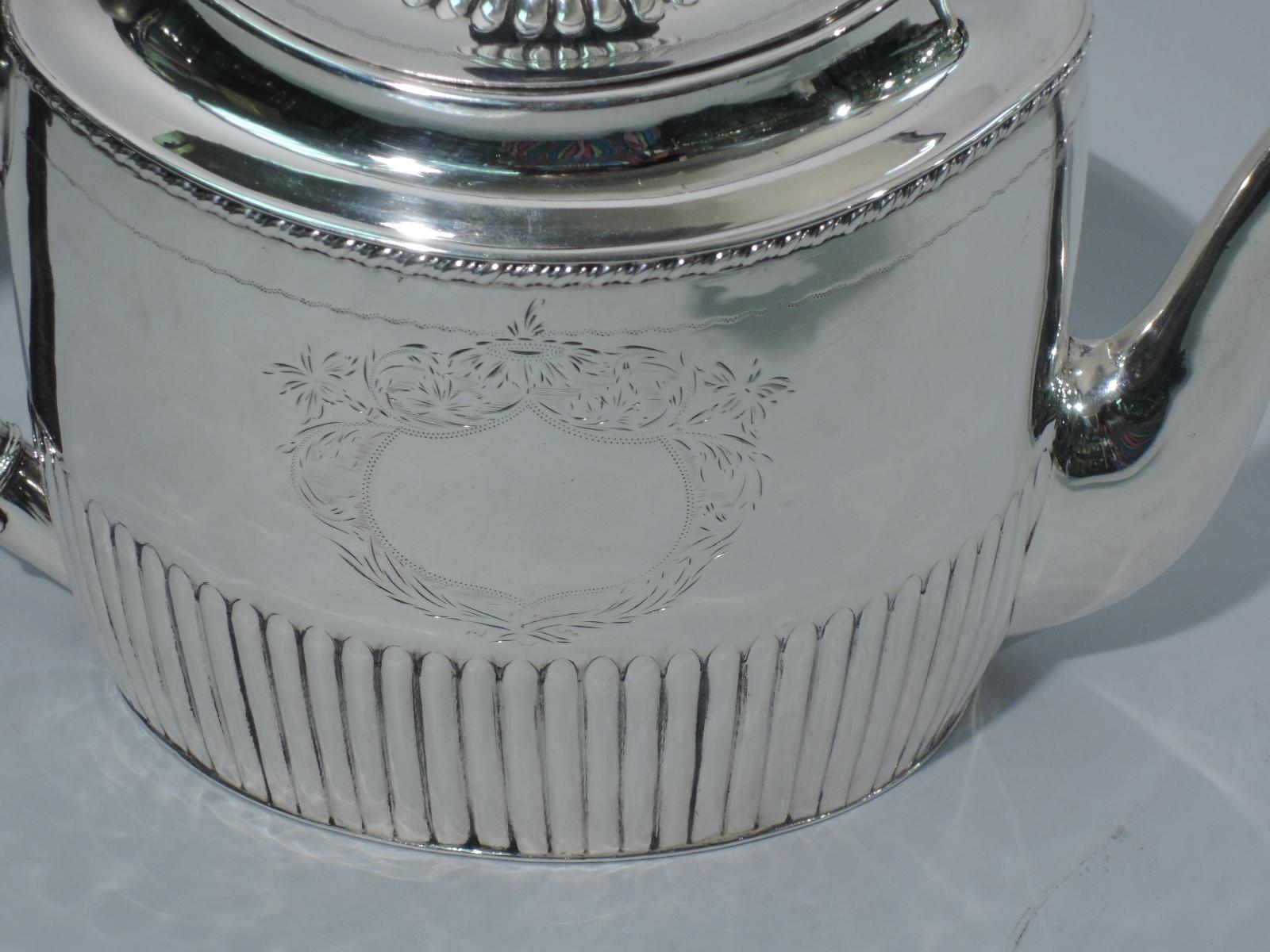 Antique English Georgian Neoclassical Sterling Silver Teapot 2