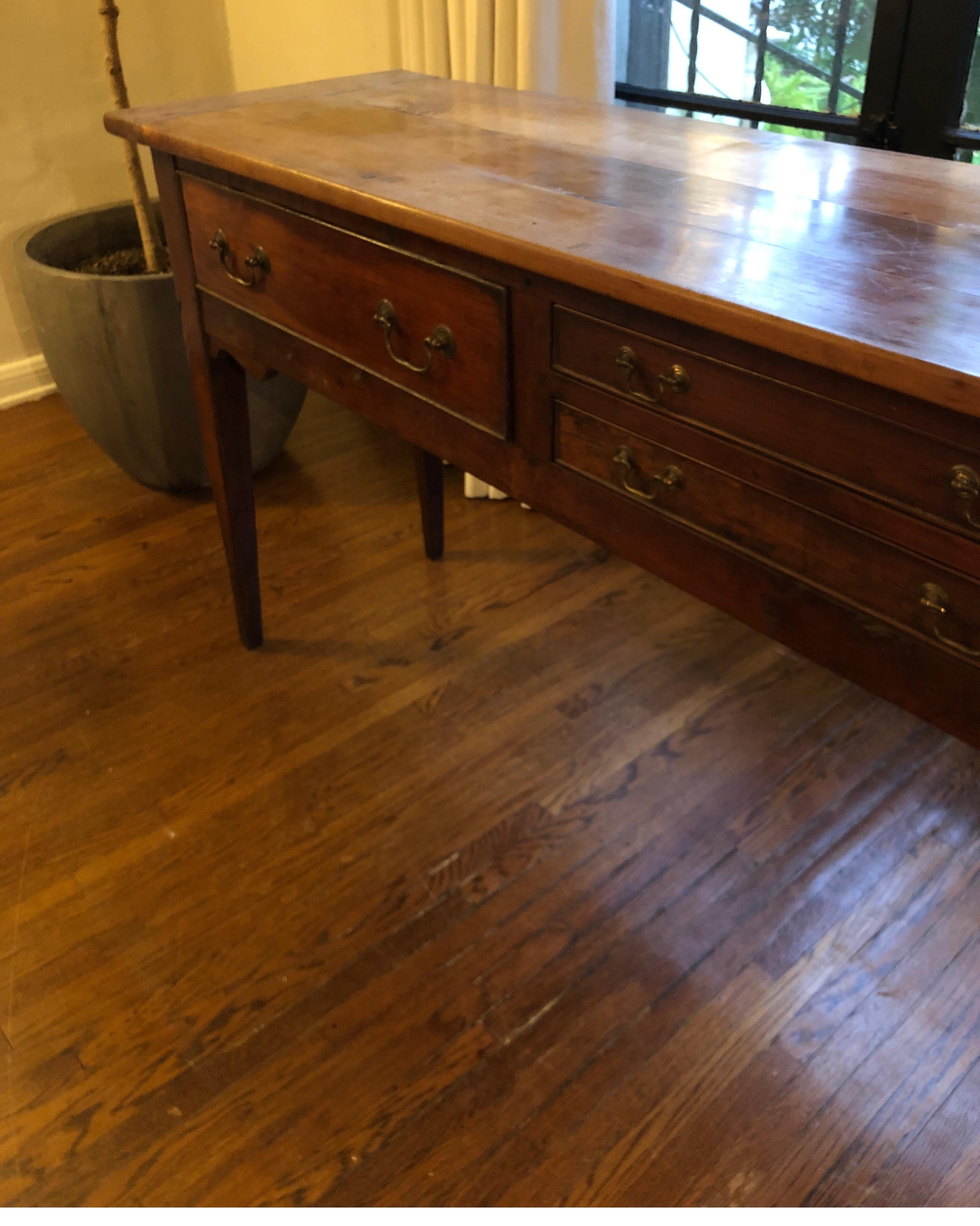 Antique English Georgian Oak Dresser Base with Drawers, Late 18th Century 7