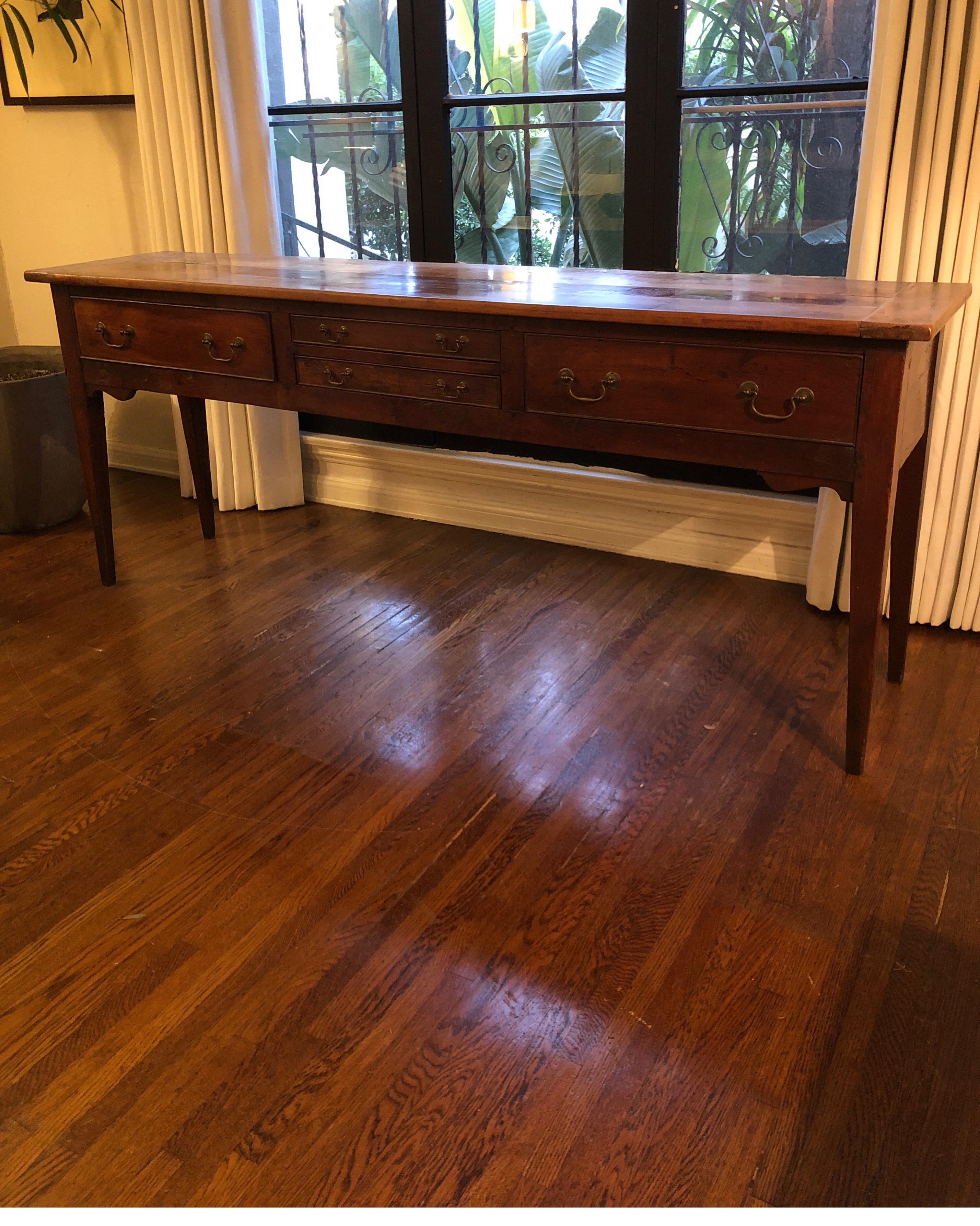 Antique English Georgian Oak Dresser Base with Drawers, Late 18th Century 10