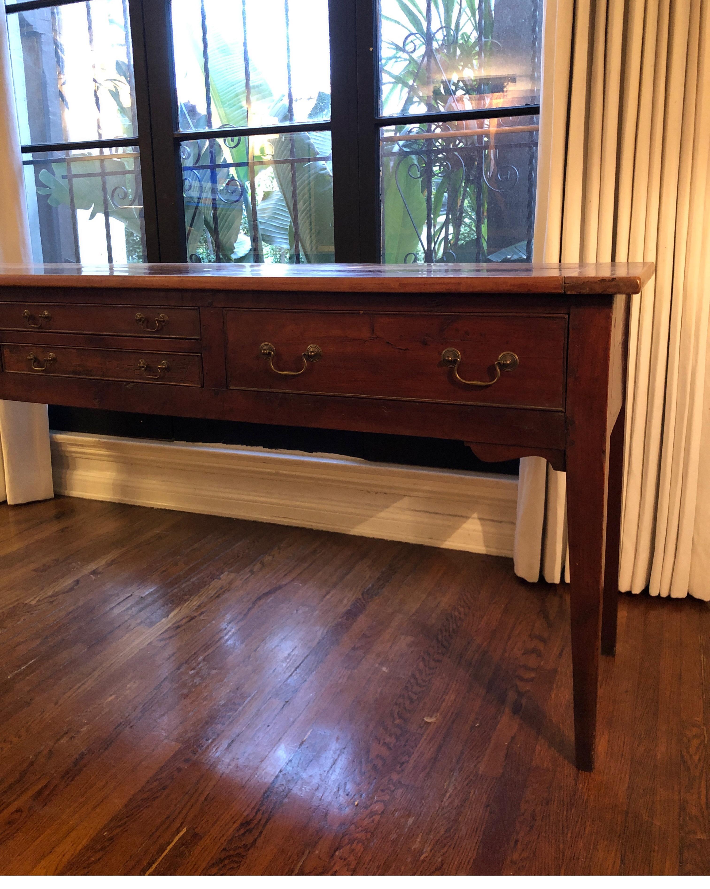 George III Antique English Georgian Oak Dresser Base with Drawers, Late 18th Century