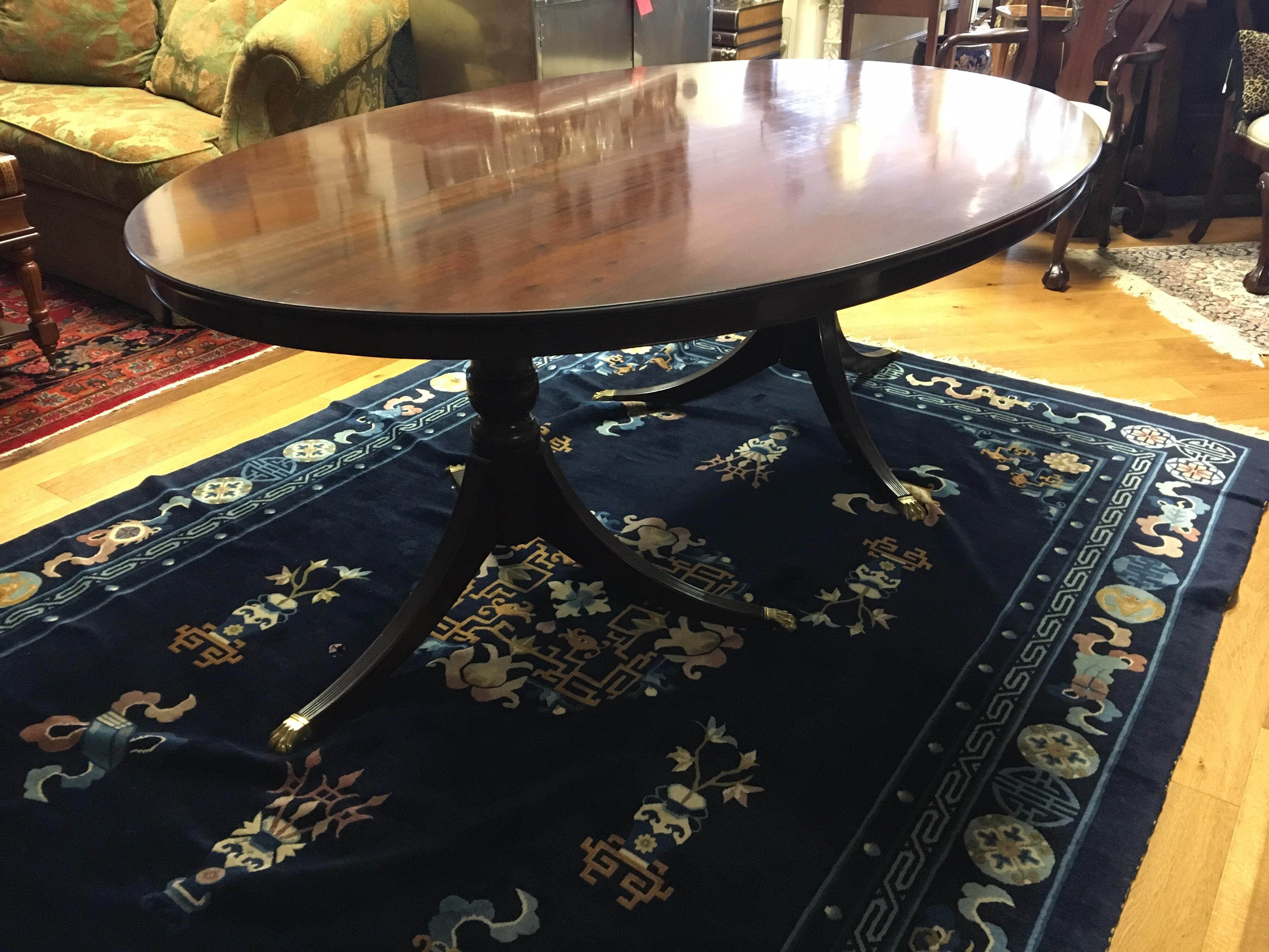 Antique English Georgian Oval Double Pedestal Dining Mahogany Table 14