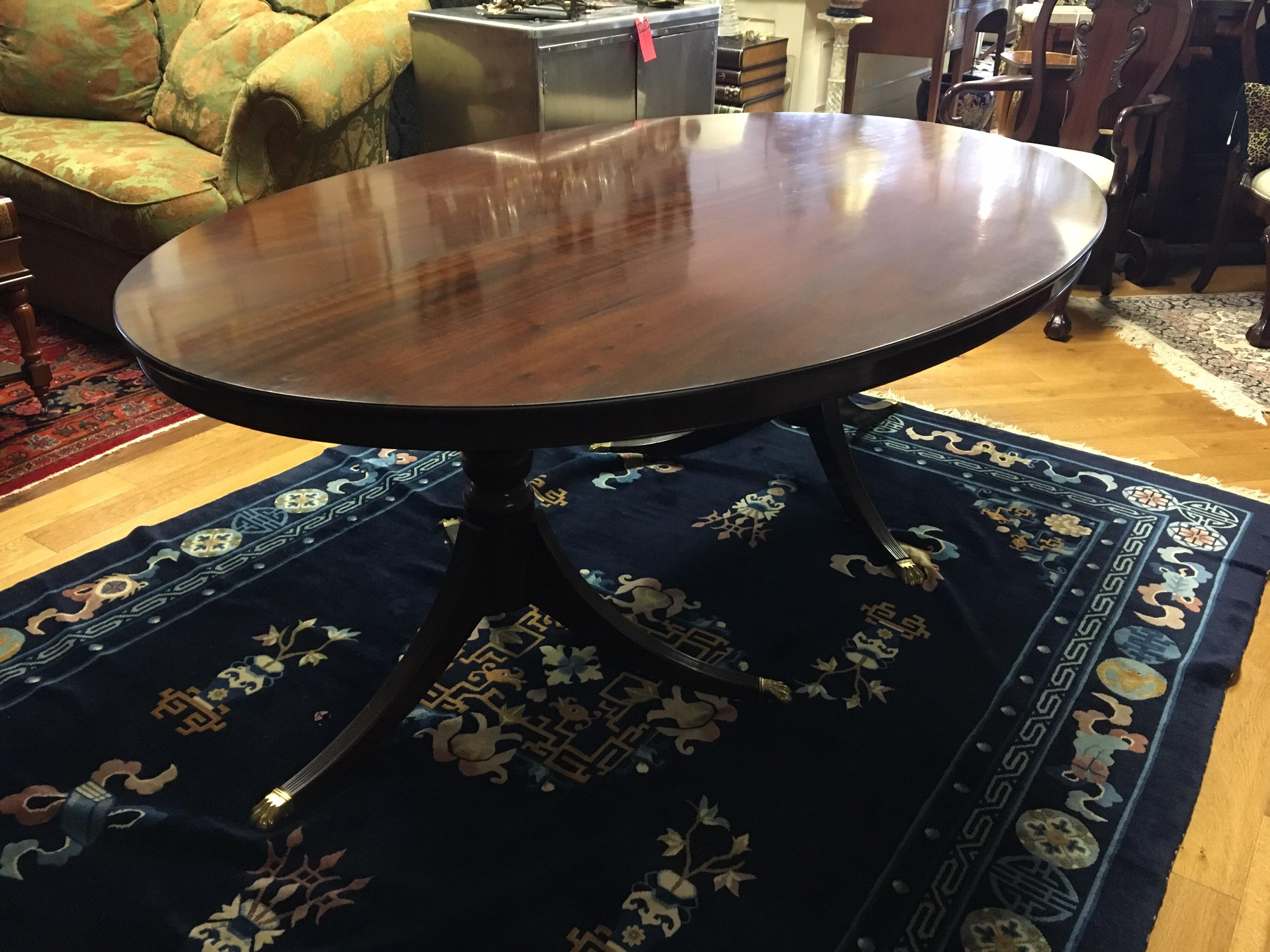 Antique English Georgian Oval Double Pedestal Dining Mahogany Table 4