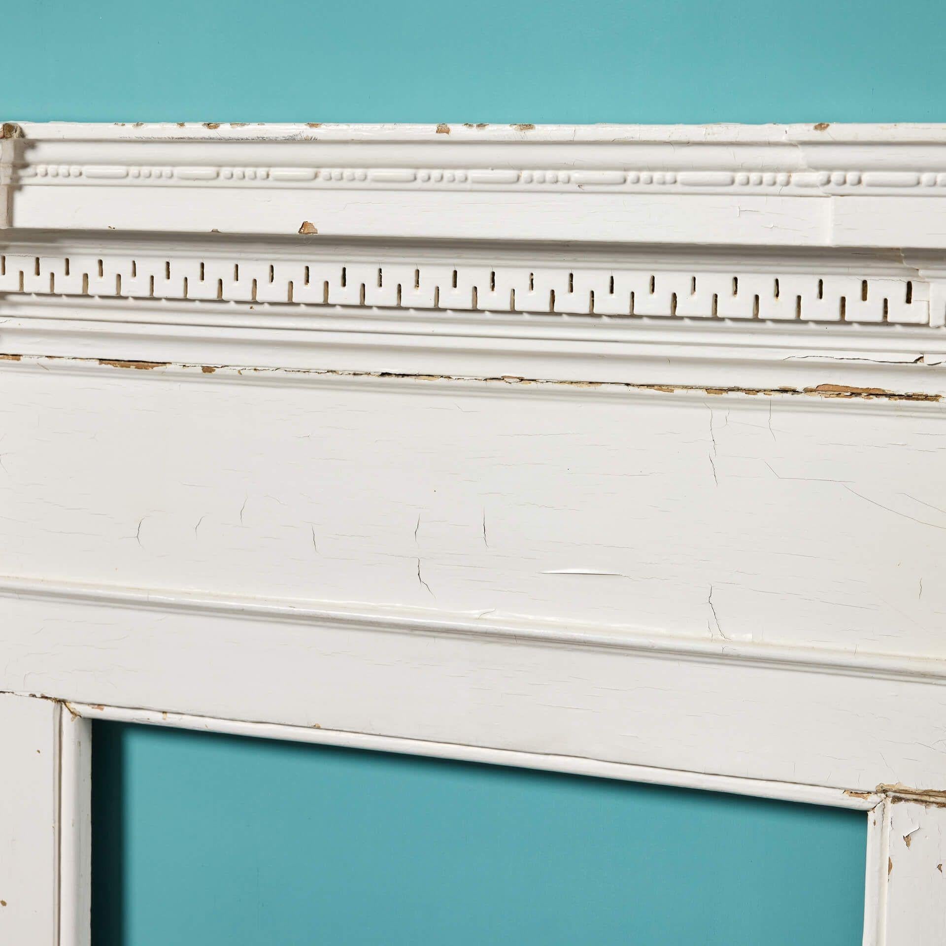 Wood Antique English Georgian Painted Pine Fire Mantel For Sale