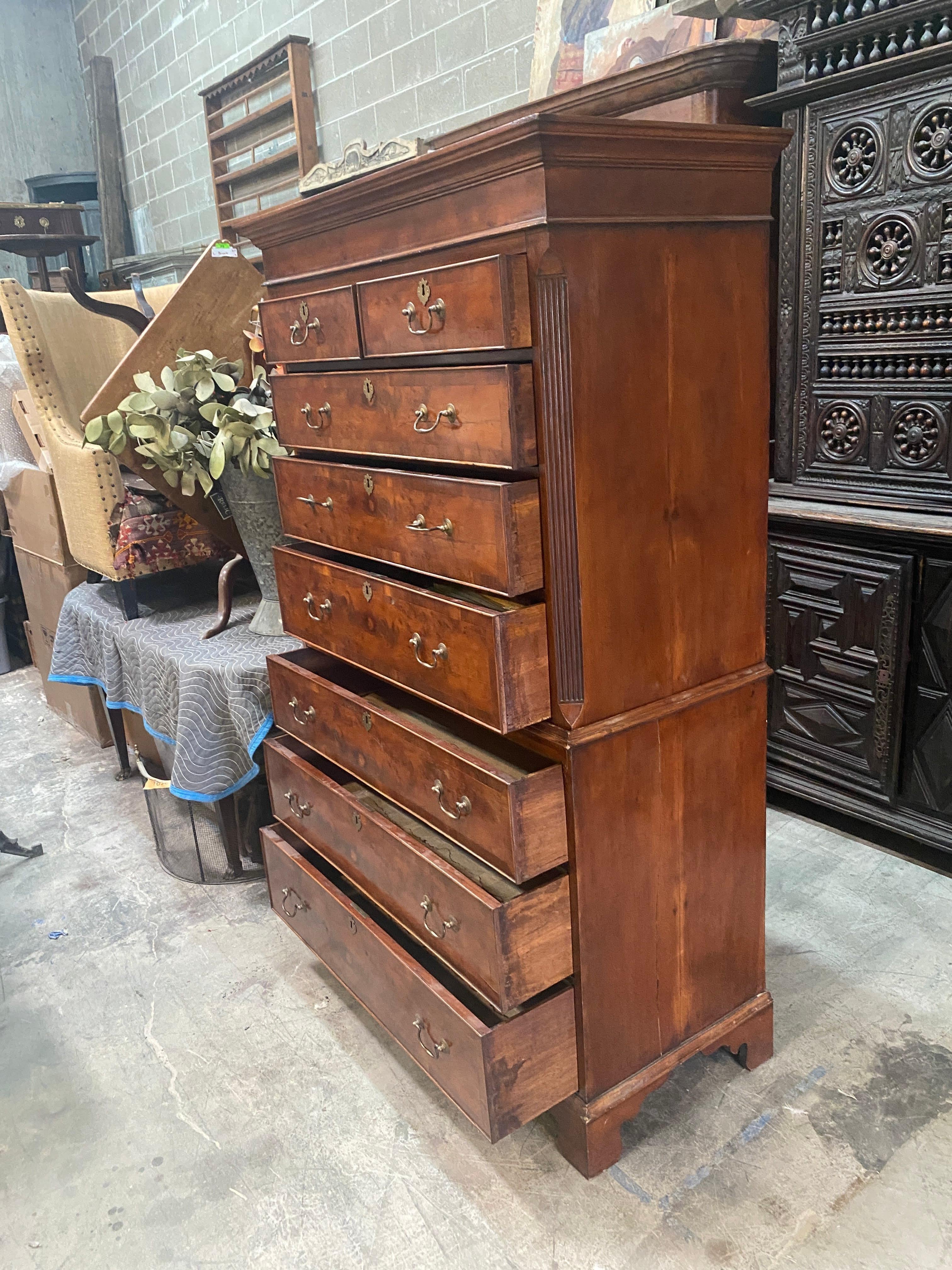 Antique English Georgian Period Mahogany Chest on Chest For Sale 7