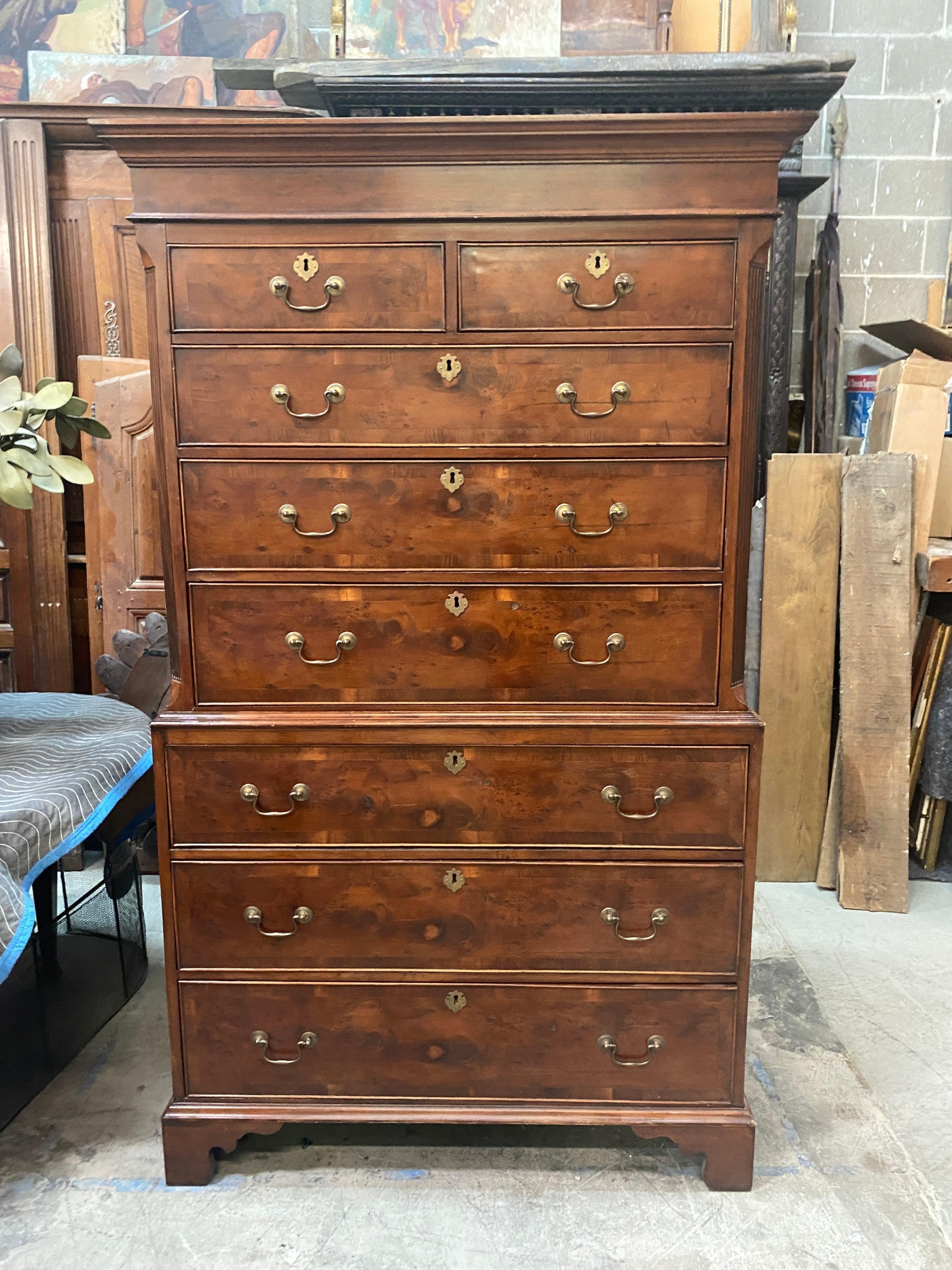 Antique English Georgian Period Mahogany Chest on Chest For Sale 14