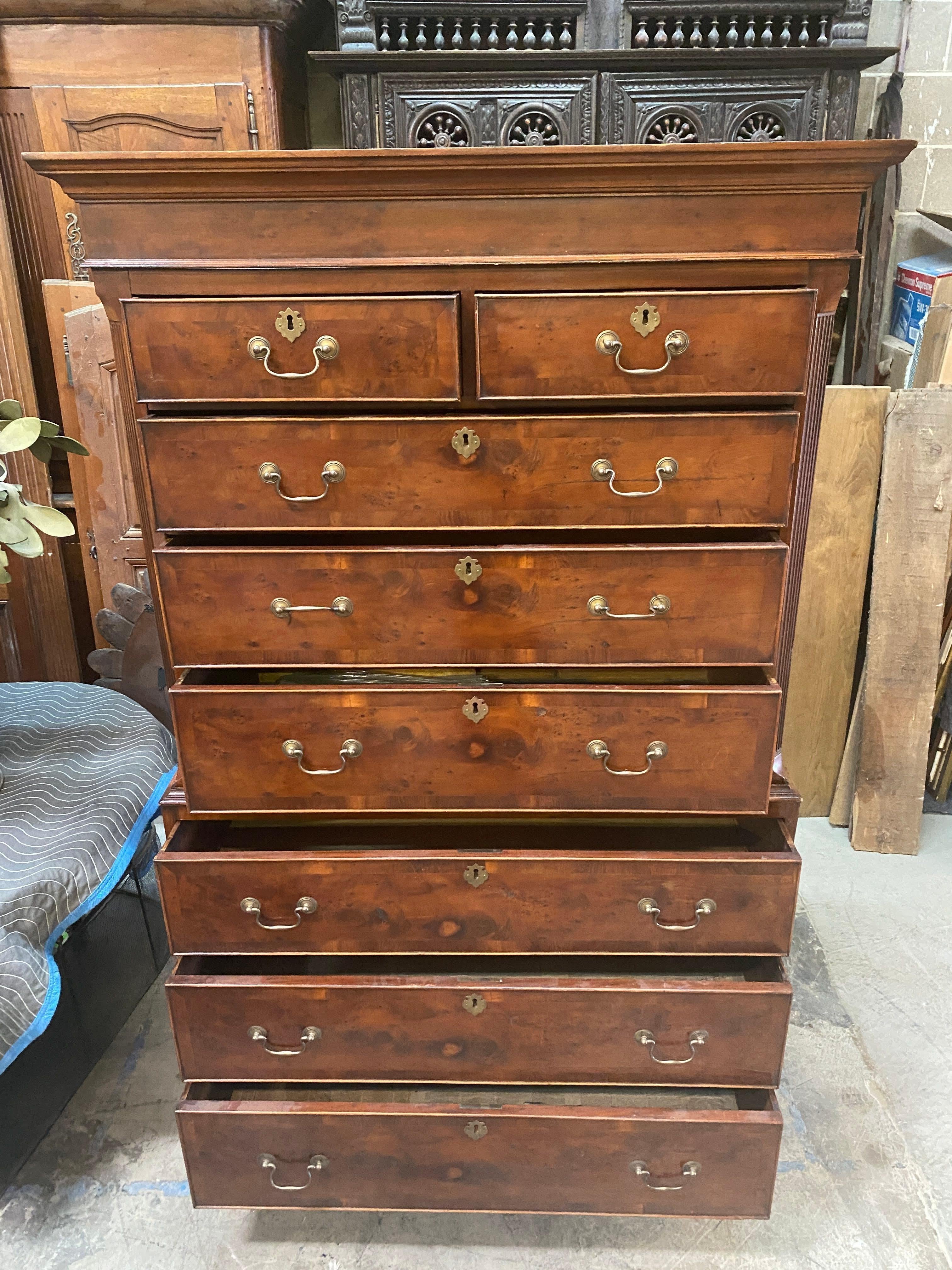 18th Century Antique English Georgian Period Mahogany Chest on Chest For Sale