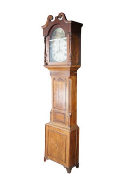 Antique English Georgian Quartersawn Oak Baldwin Loughborough Longcase Clock 85"