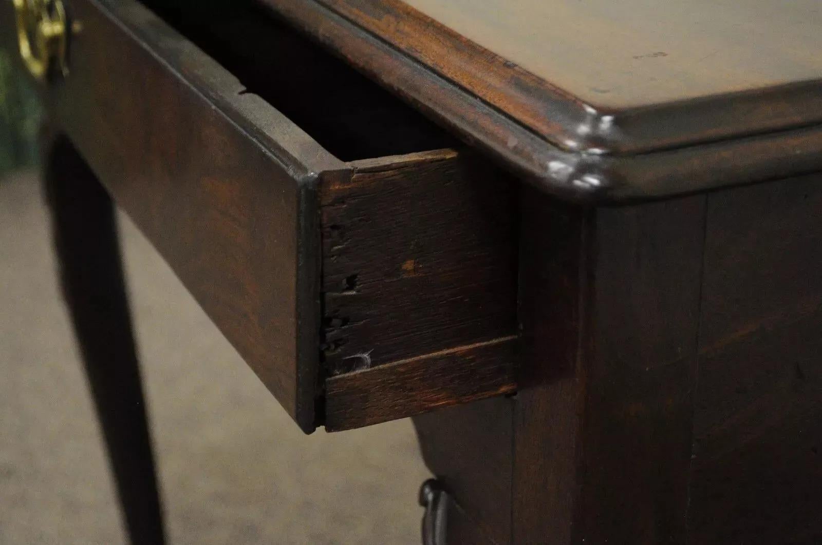 19th Century Antique English Georgian Queen Anne Shell Carved Mahogany Console Hall Table For Sale