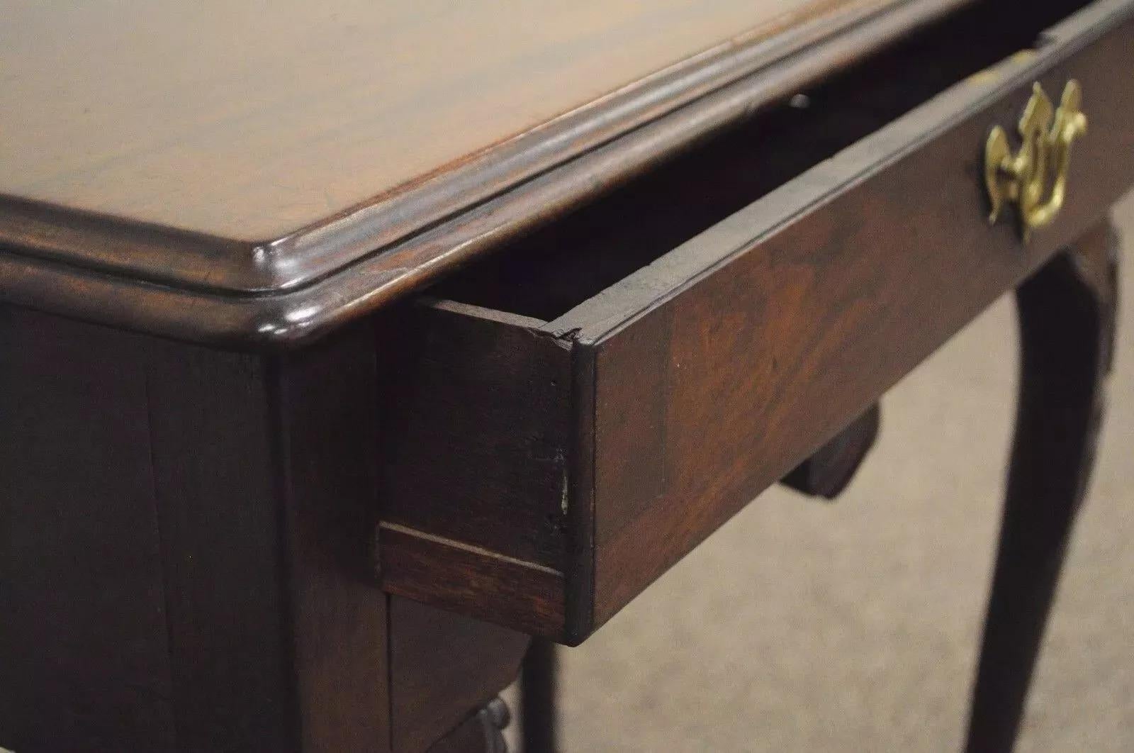 Antique English Georgian Queen Anne Shell Carved Mahogany Console Hall Table For Sale 2
