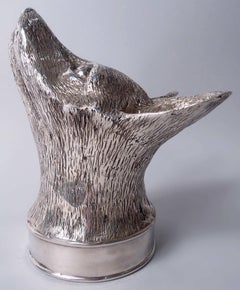 Antique English Georgian Regency Fox Head Stirrup Cup, 1832