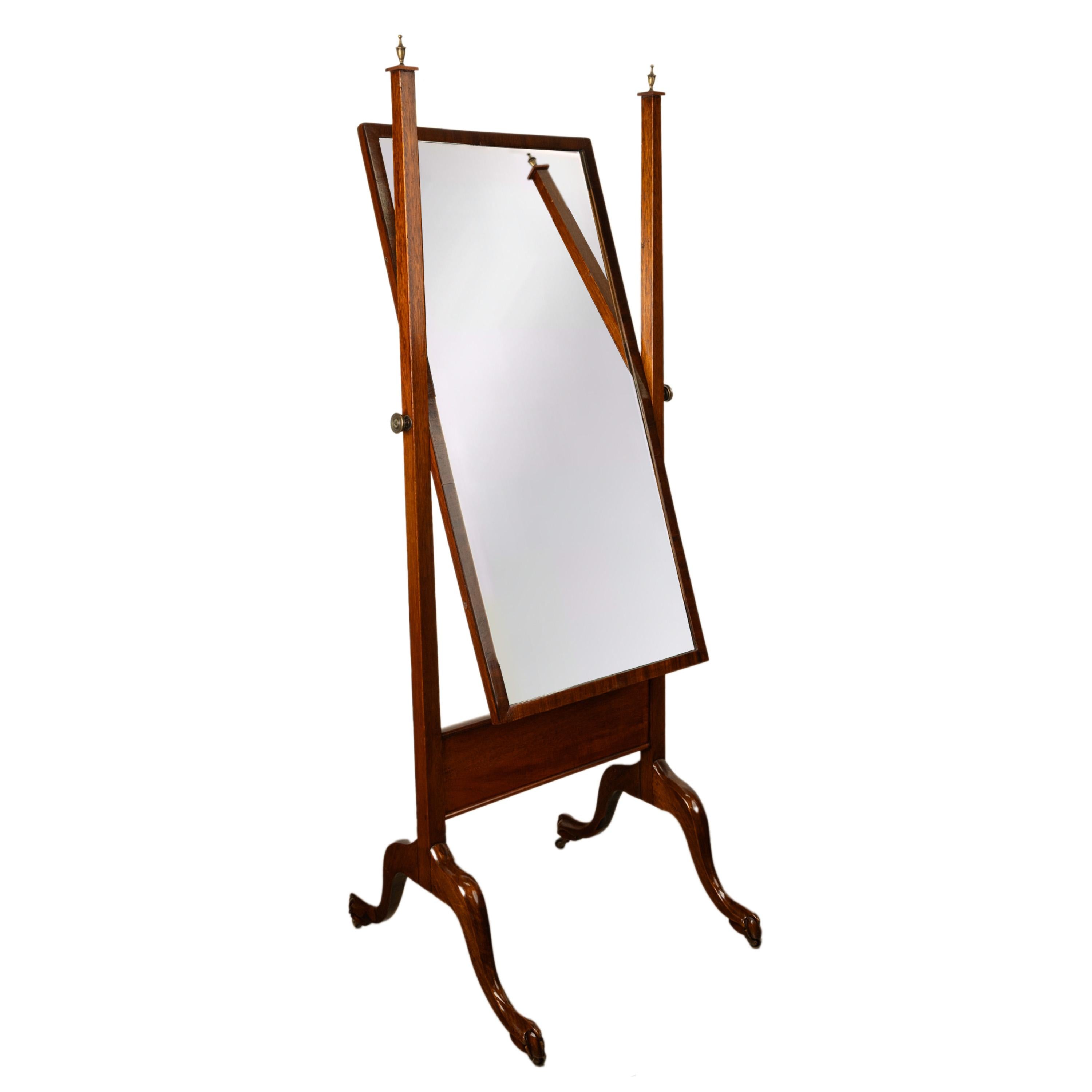 Early 19th Century Antique English Georgian Regency Mahogany Cheval Full Length Swing Mirror 1820 For Sale