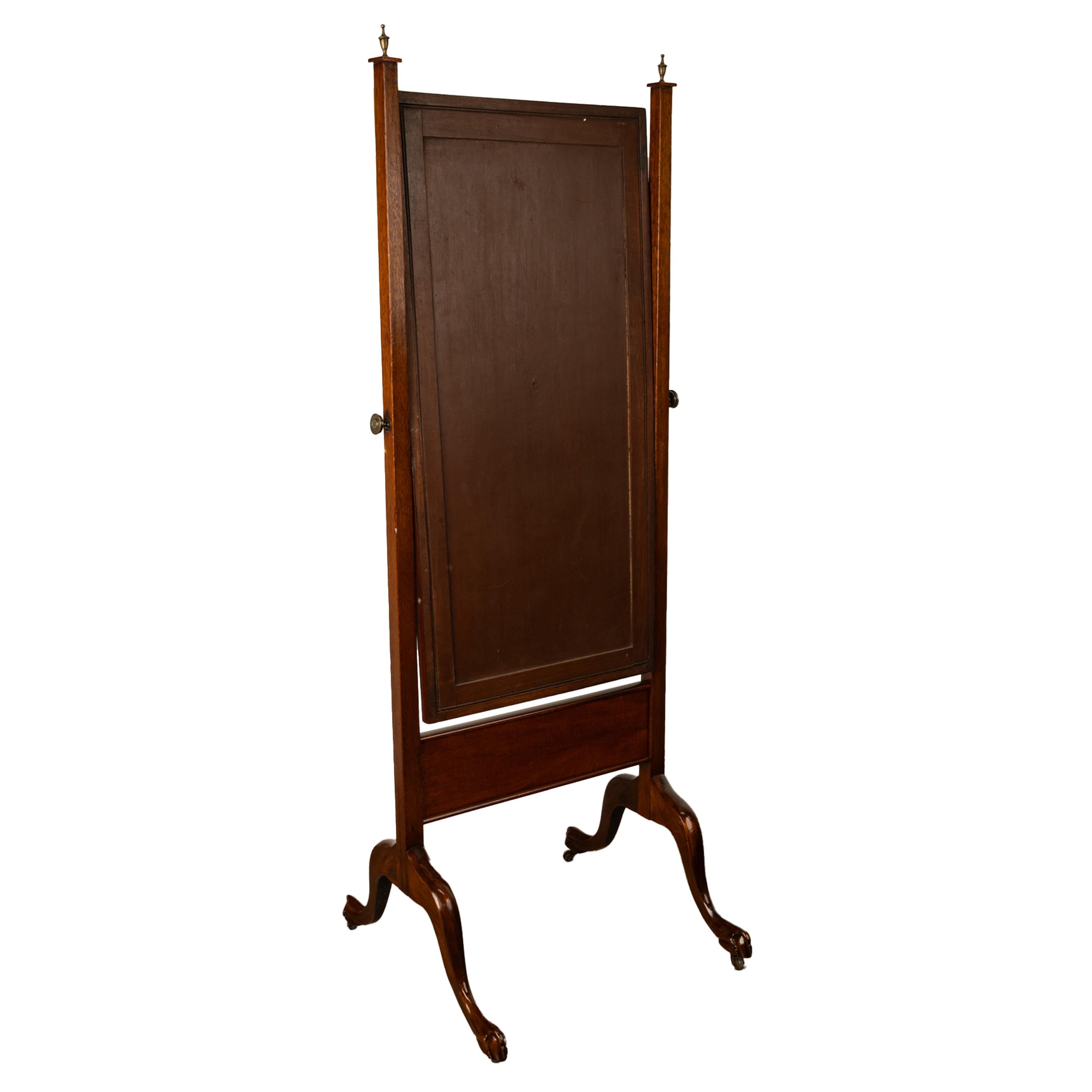 Antique English Georgian Regency Mahogany Cheval Full Length Swing Mirror 1820 For Sale 4