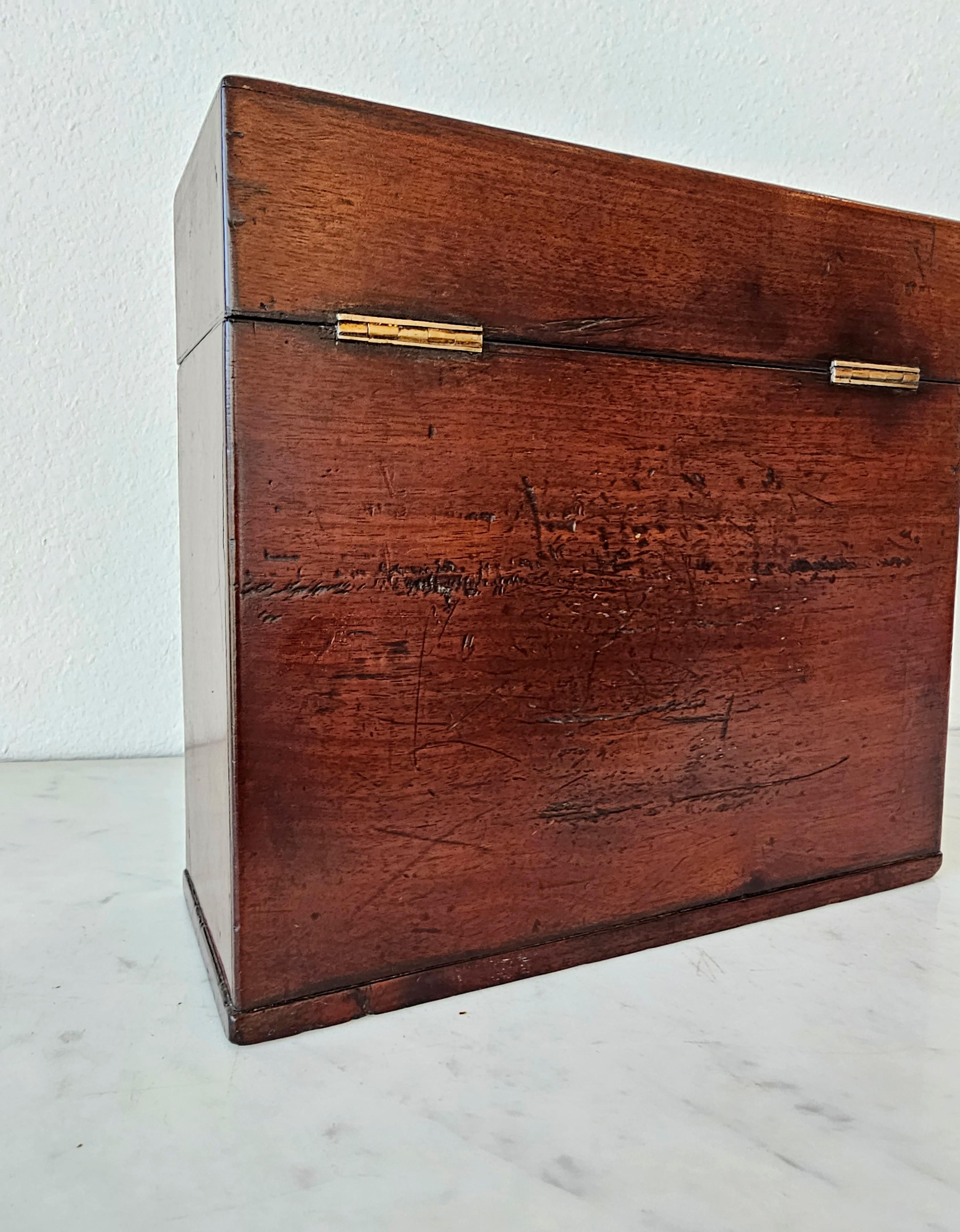Brass Antique English Georgian Regency Period Mahogany Apothecary Box