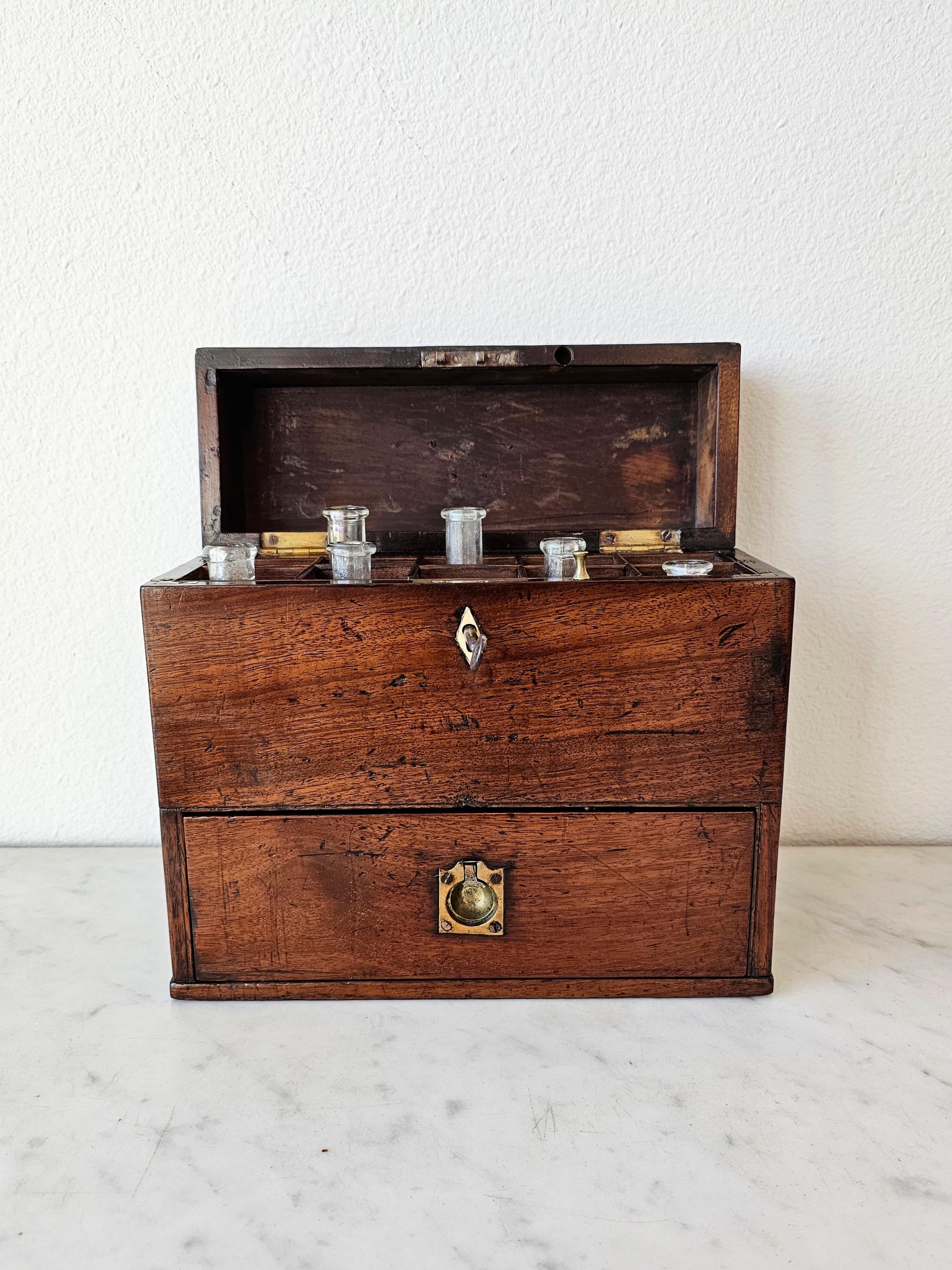 Antique English Georgian Regency Period Mahogany Apothecary Box 1