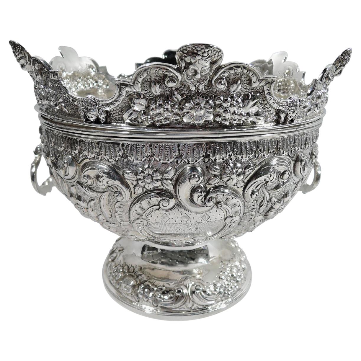 Antique English Georgian Regency Sterling Silver Monteith Bowl