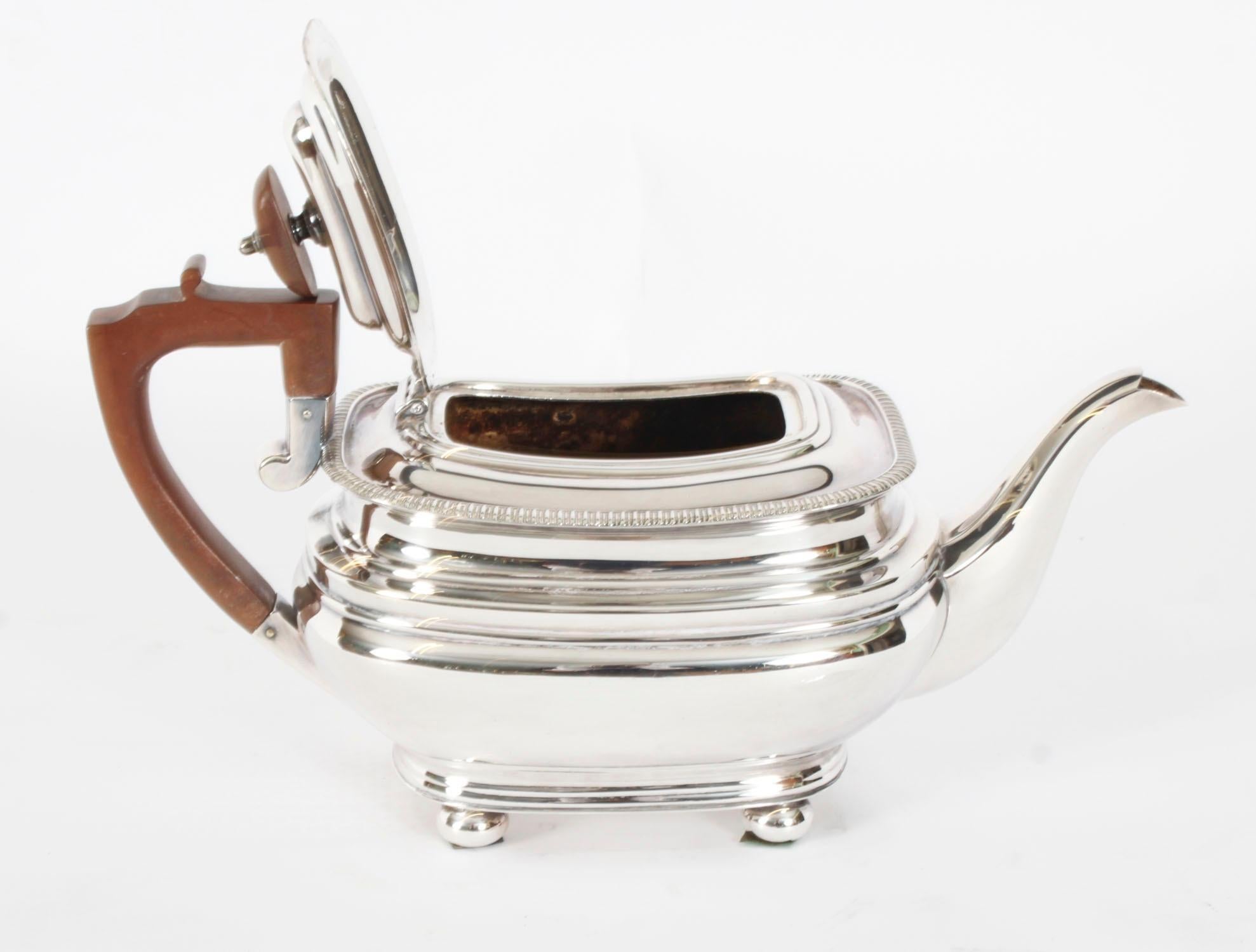 Antique English Georgian Revival Silver Plate Tea Service 20th Century 9