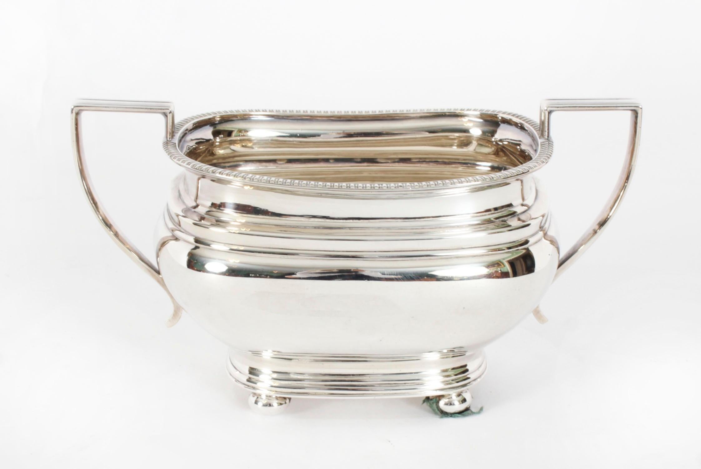 Antique English Georgian Revival Silver Plate Tea Service 20th Century 11