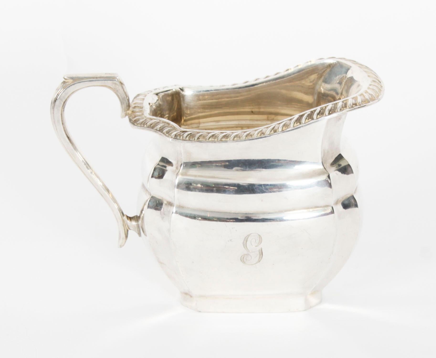 Antique English Georgian Revival Silver Plate Tea Service 20th Century 13