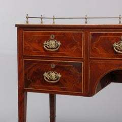 Antique English Georgian Satinwood Banded Flame Mahogany Server, circa 1800