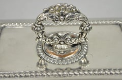Antique English Georgian Silver Plated Covered Chafing Dish on Wooden Bun Feet