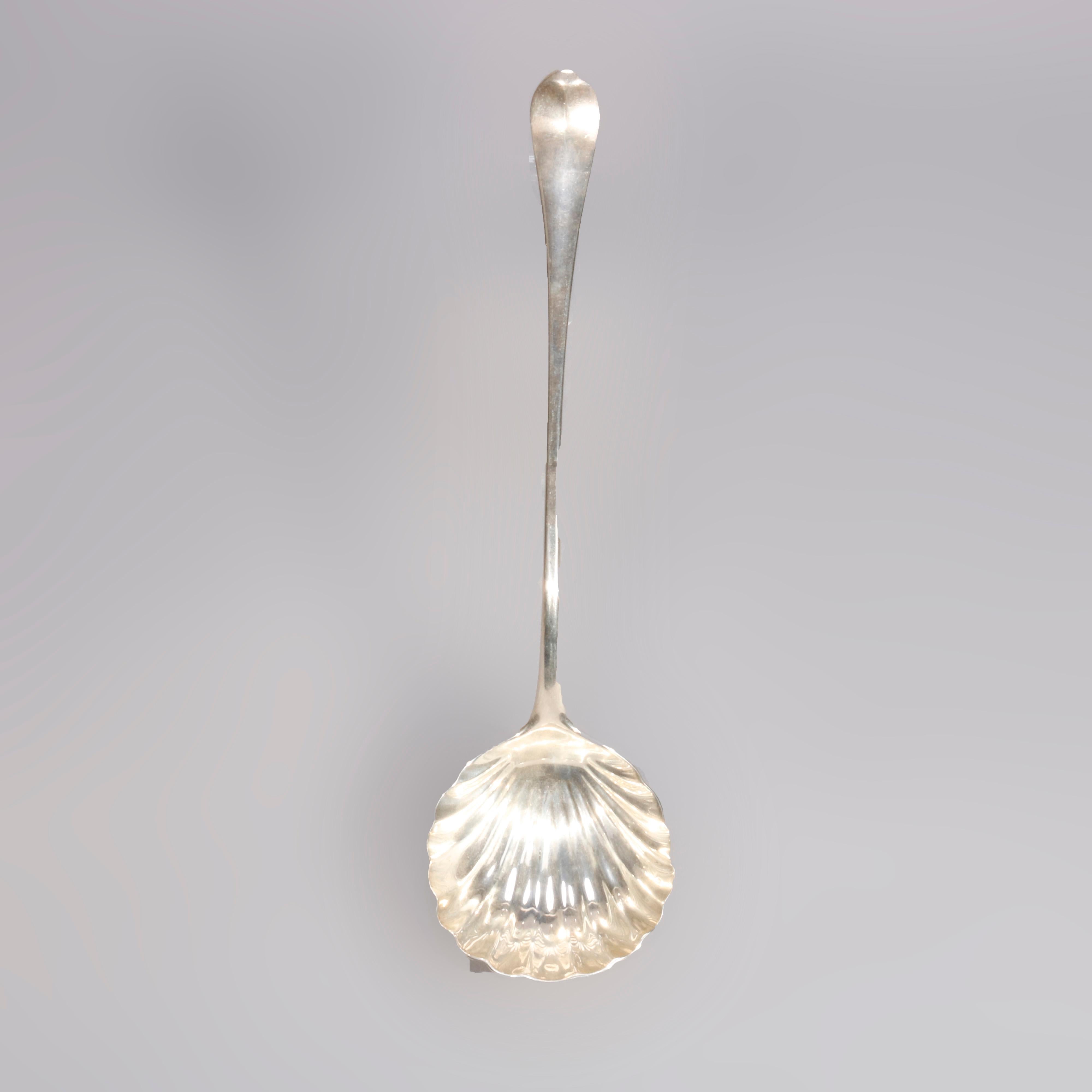 Cast Antique English Georgian Silver Shell Ladle, Hallmarked, 6.7 toz, circa 1850