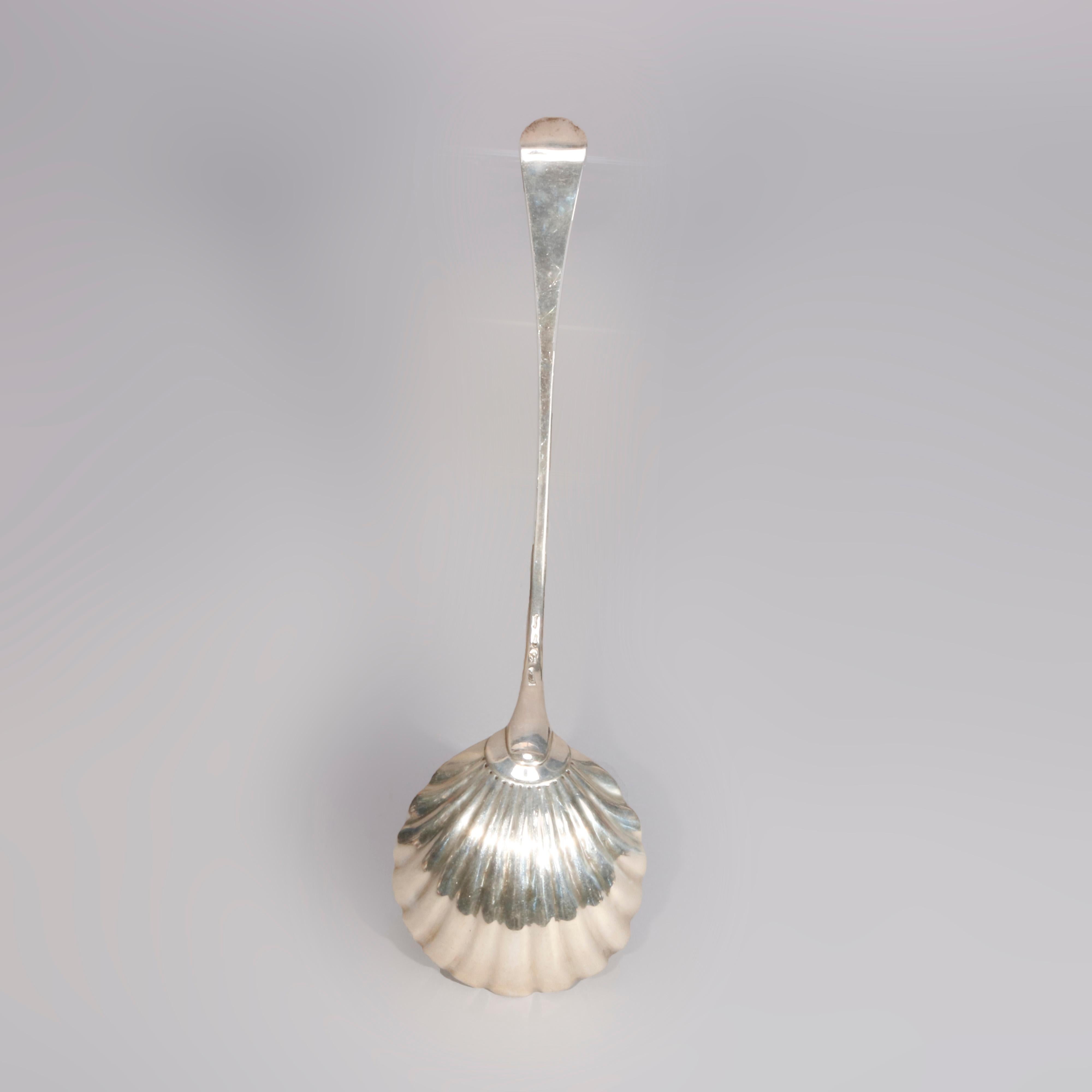 Antique English Georgian Silver Shell Ladle, Hallmarked, 6.7 toz, circa 1850 In Good Condition In Big Flats, NY