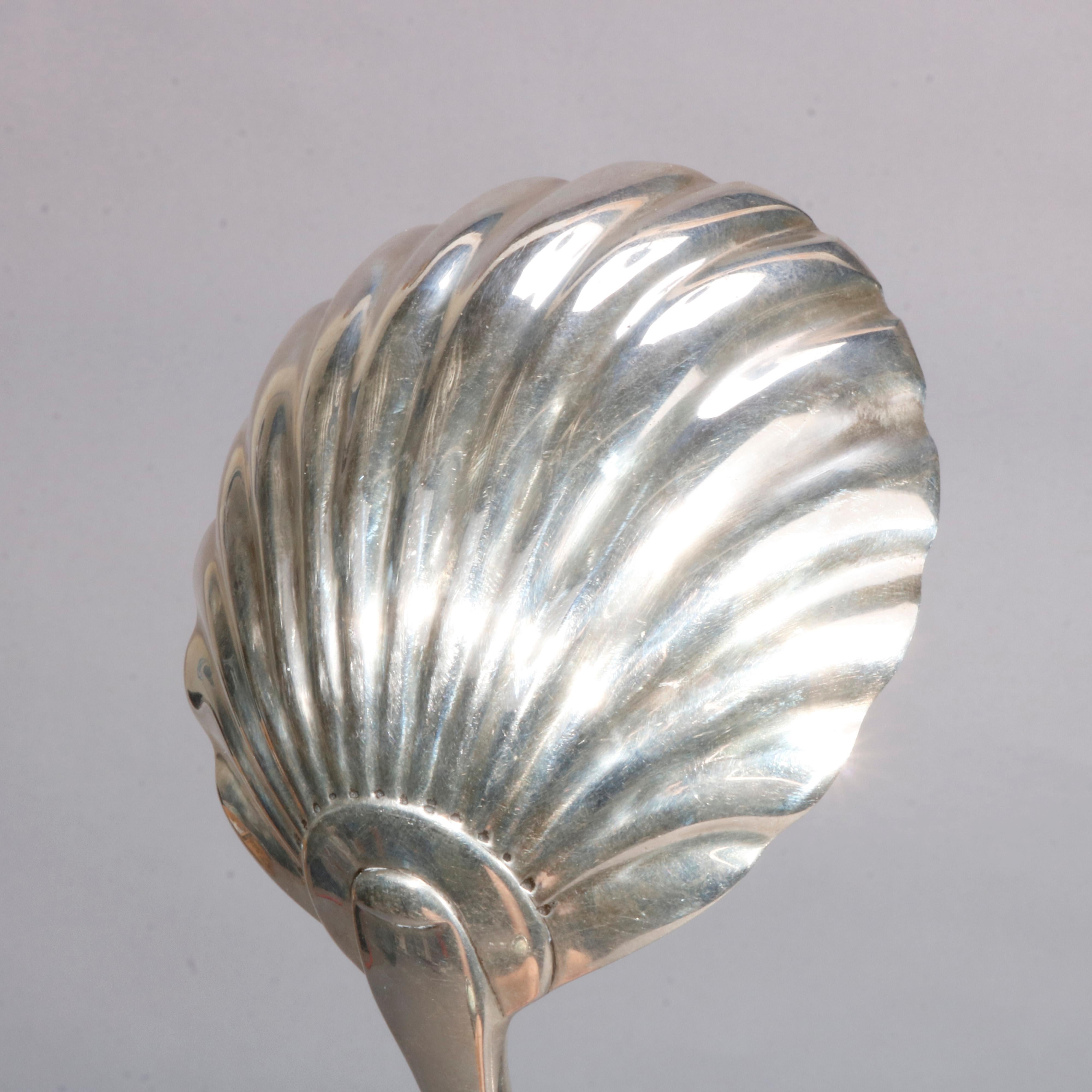 Sterling Silver Antique English Georgian Silver Shell Ladle, Hallmarked, 6.7 toz, circa 1850