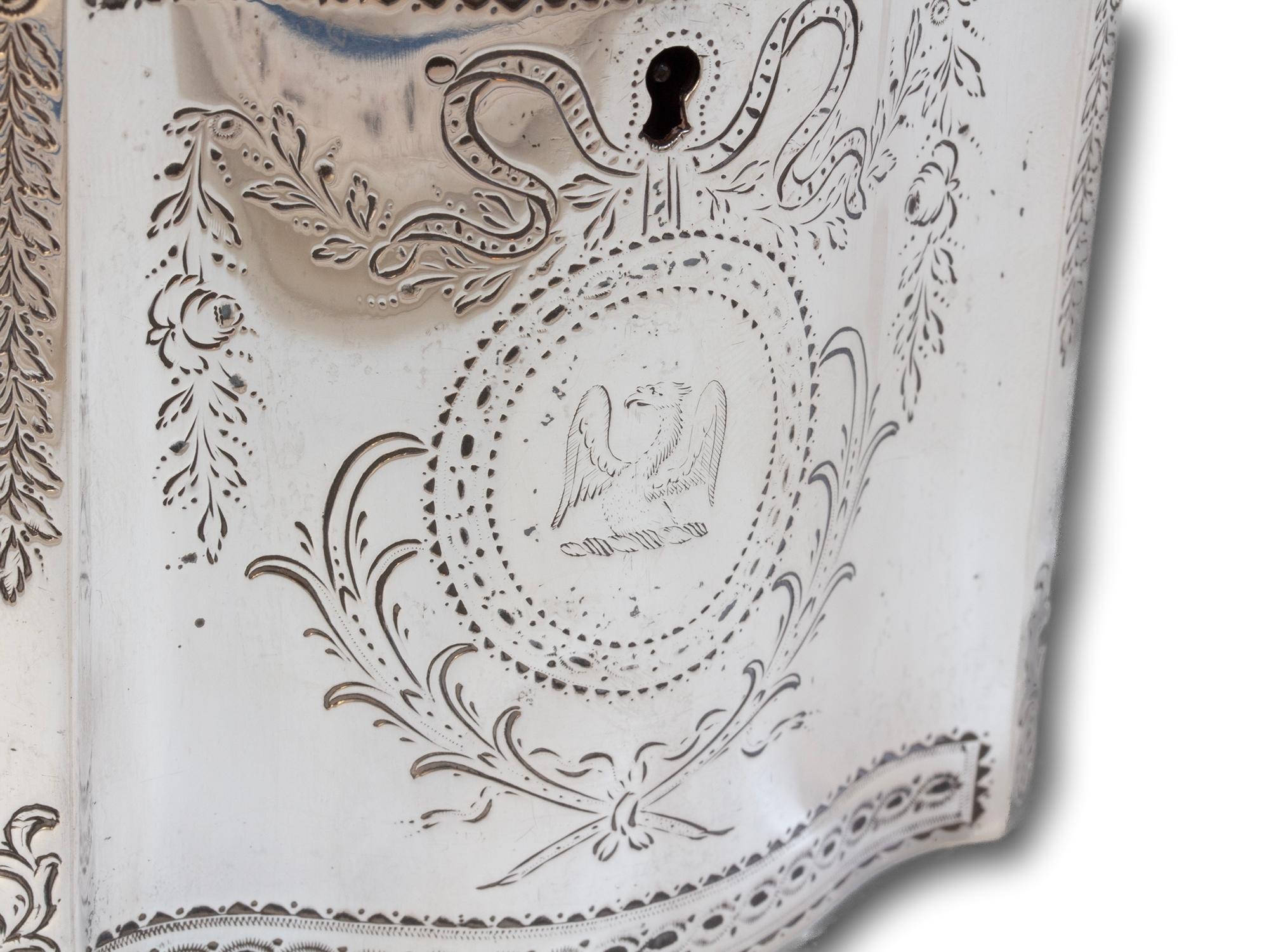 Ancienne boîte à thé en argent de style géorgien anglais par William Vincent en vente 1