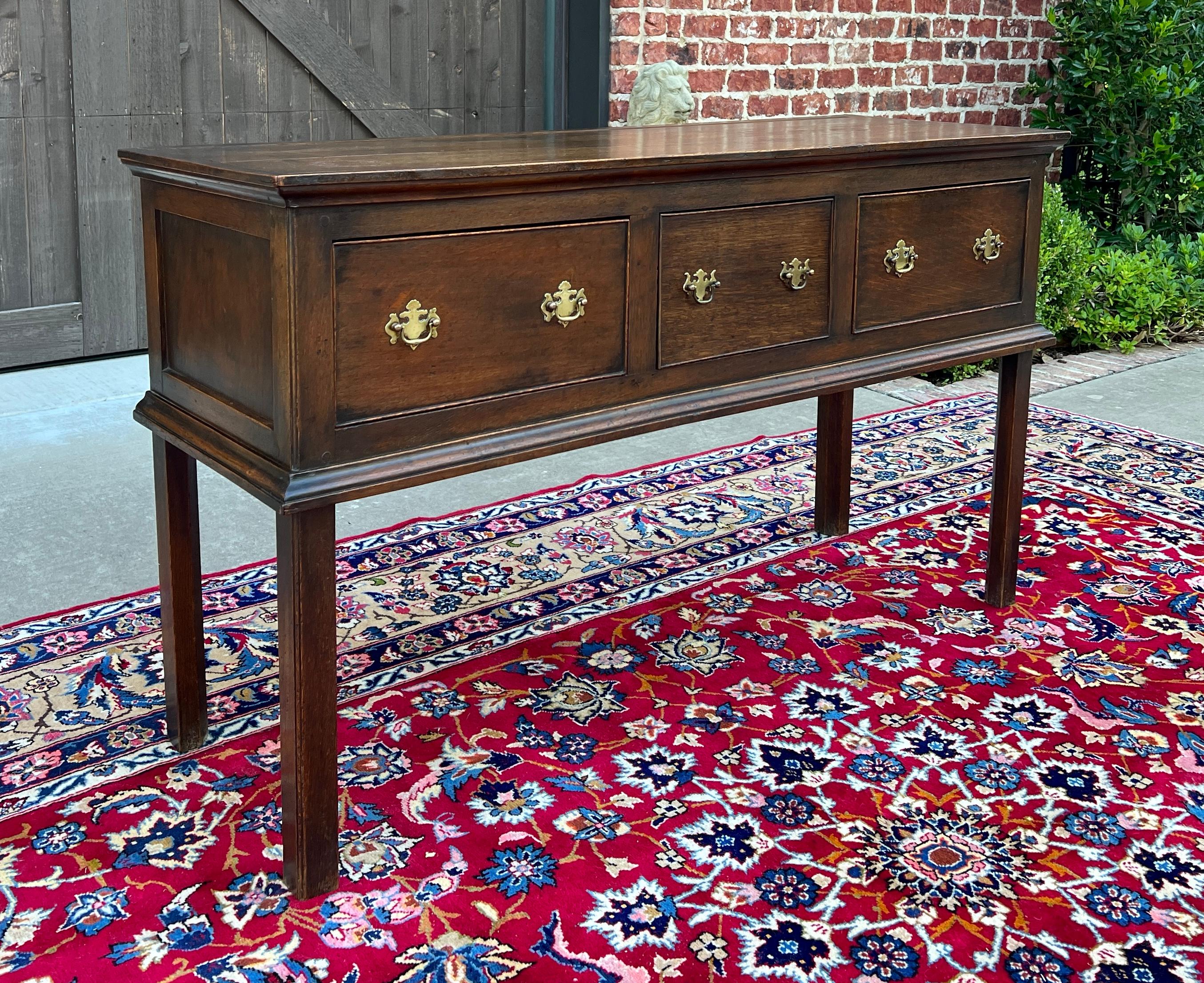 Ancienne table de canapé géorgien anglaise d'entrée table console à 3 tiroirs en chêne 19ème siècle 3