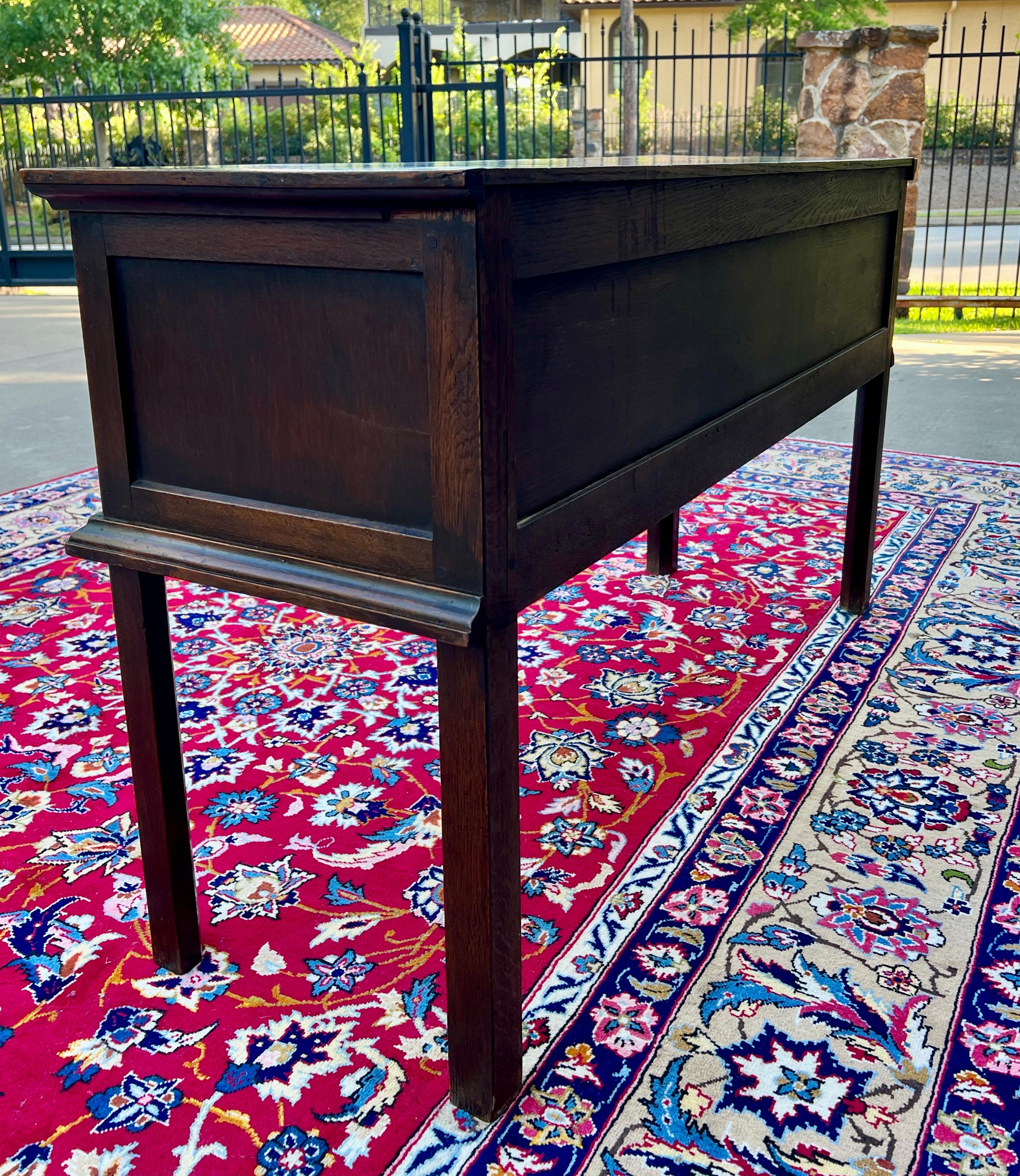 Ancienne table de canapé géorgien anglaise d'entrée table console à 3 tiroirs en chêne 19ème siècle 4