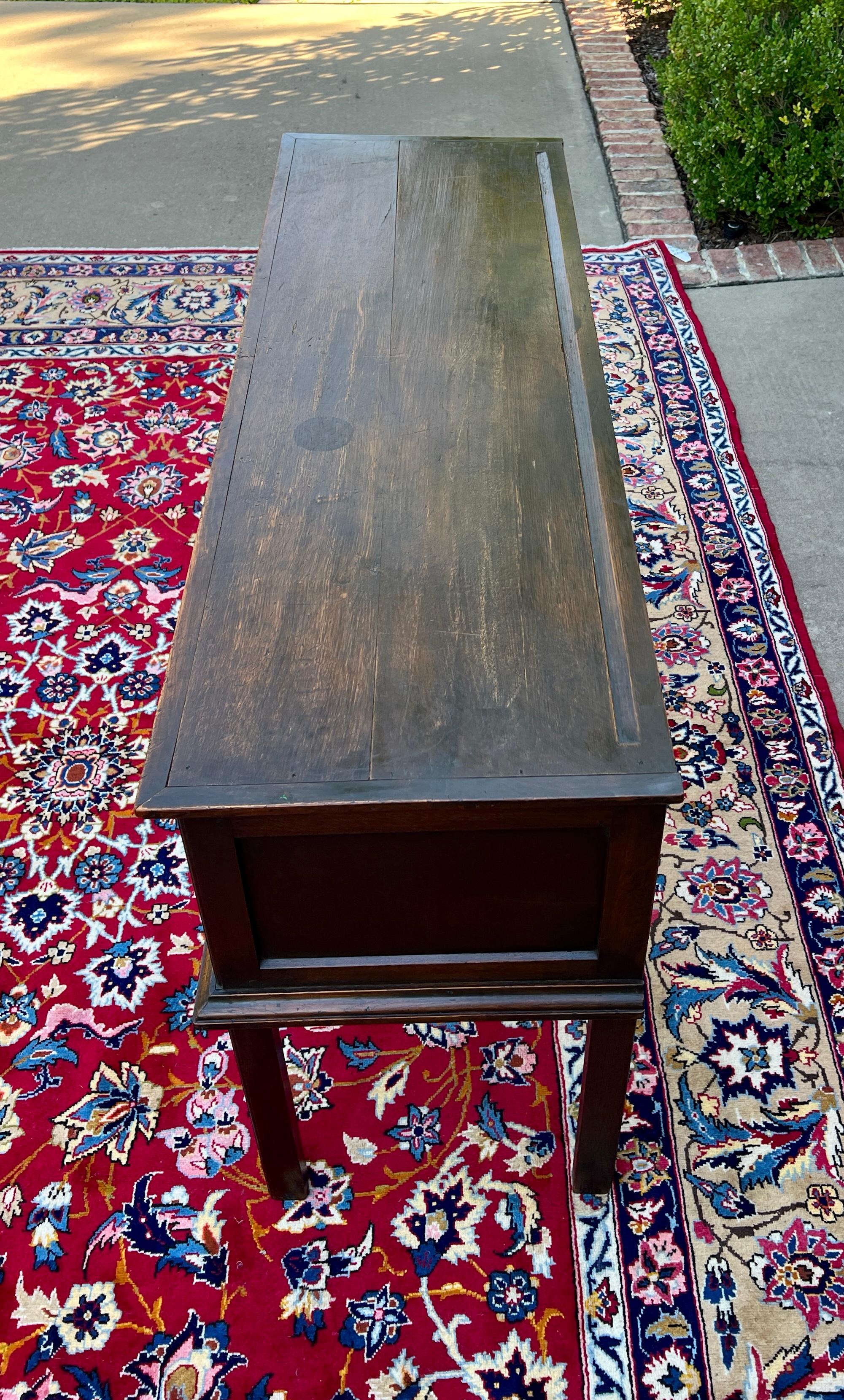 Ancienne table de canapé géorgien anglaise d'entrée table console à 3 tiroirs en chêne 19ème siècle 6