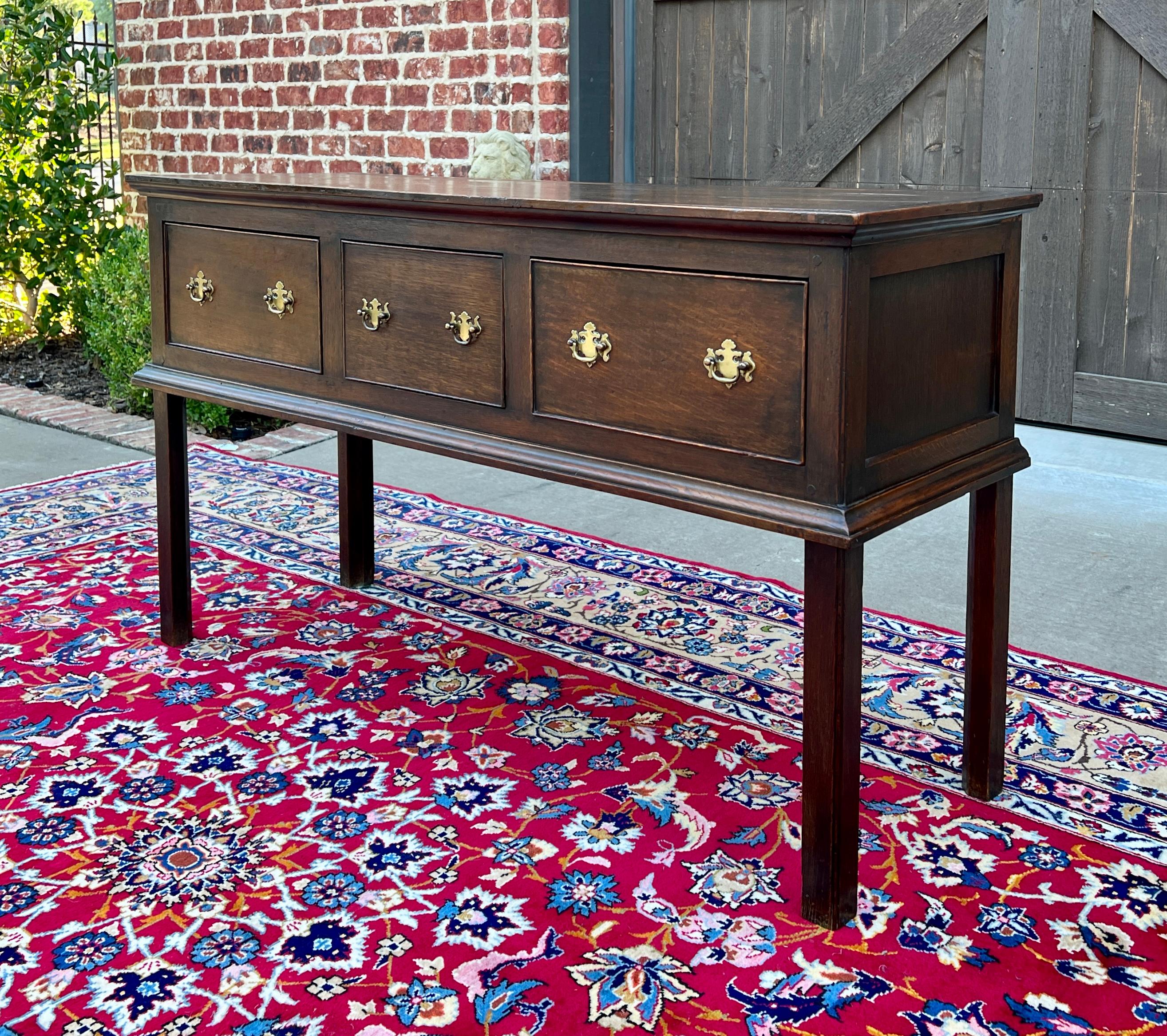 Ancienne table de canapé géorgien anglaise d'entrée table console à 3 tiroirs en chêne 19ème siècle 7