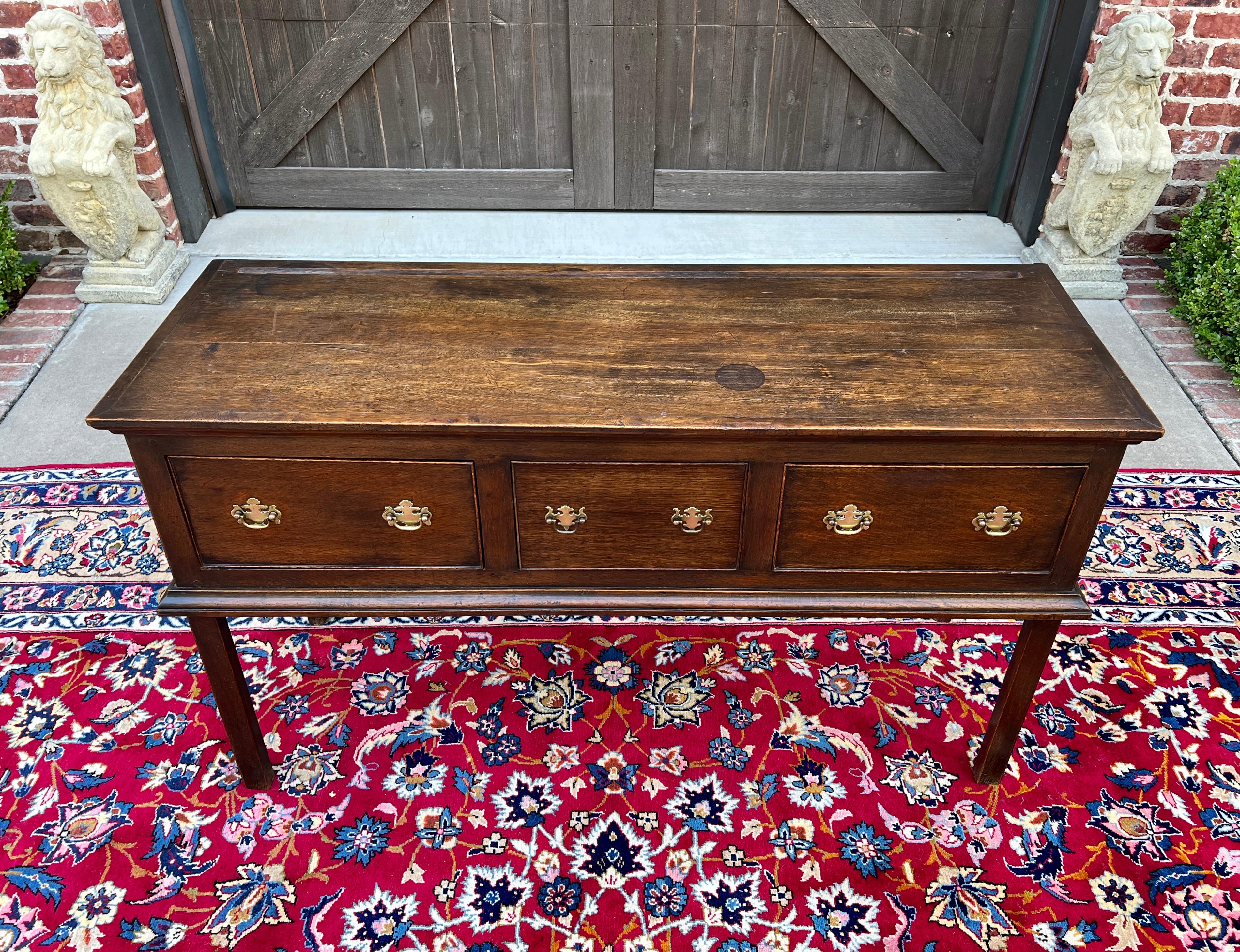 Ancienne table de canapé géorgien anglaise d'entrée table console à 3 tiroirs en chêne 19ème siècle 9