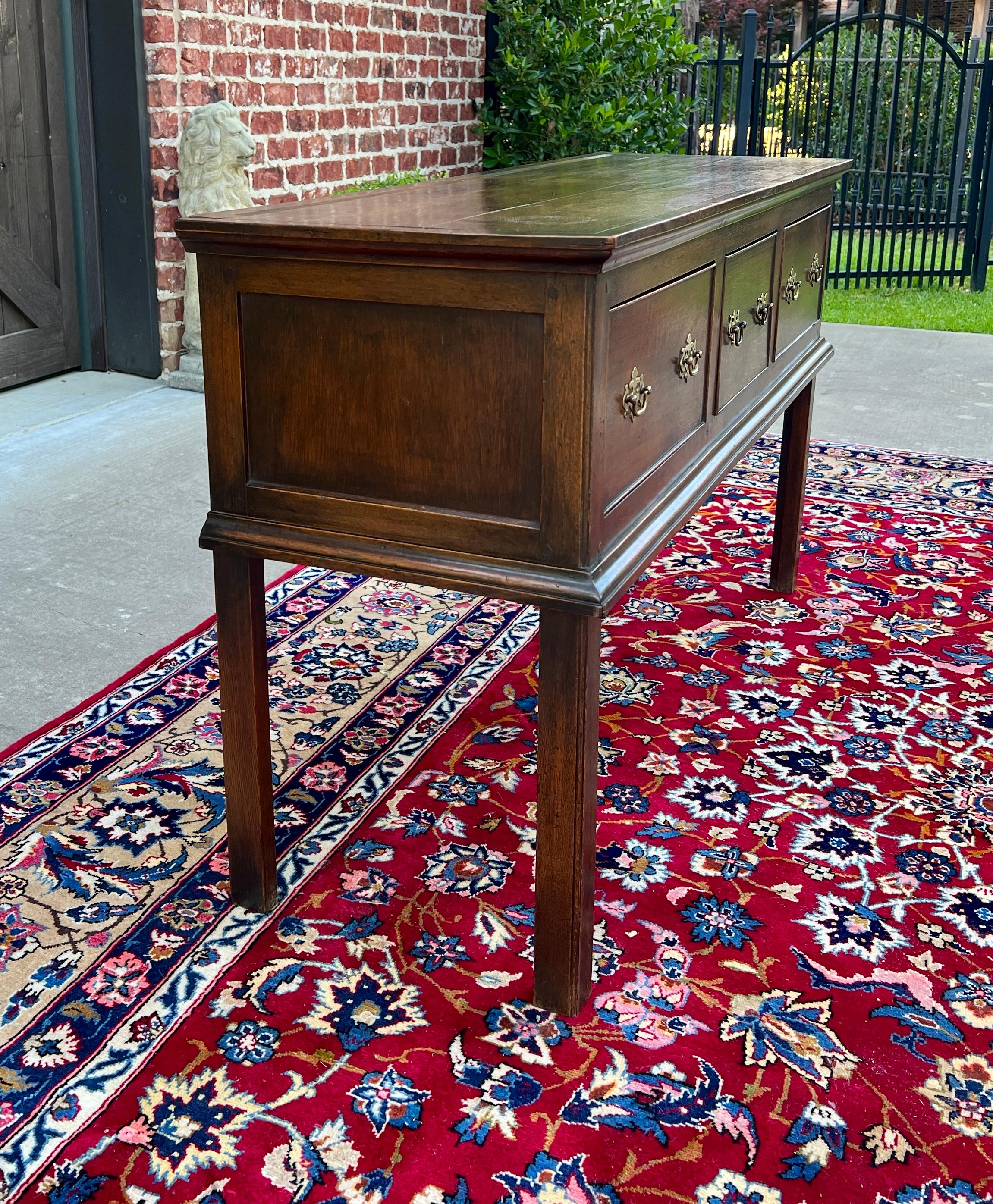 Georgien Ancienne table de canapé géorgien anglaise d'entrée table console à 3 tiroirs en chêne 19ème siècle