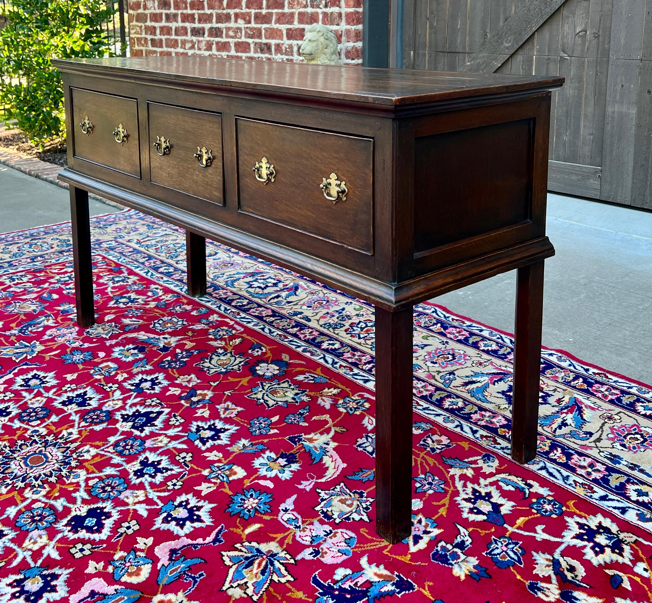 Anglais Ancienne table de canapé géorgien anglaise d'entrée table console à 3 tiroirs en chêne 19ème siècle